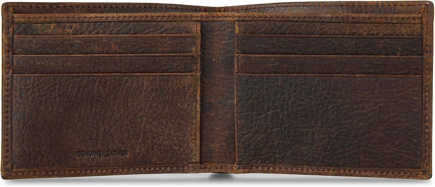image:imageLucky Brand Mens Bifold and LFold Wallet ID Window Card Slots Genuine Leather Organization StylishDBL Stitched Leather Brown
