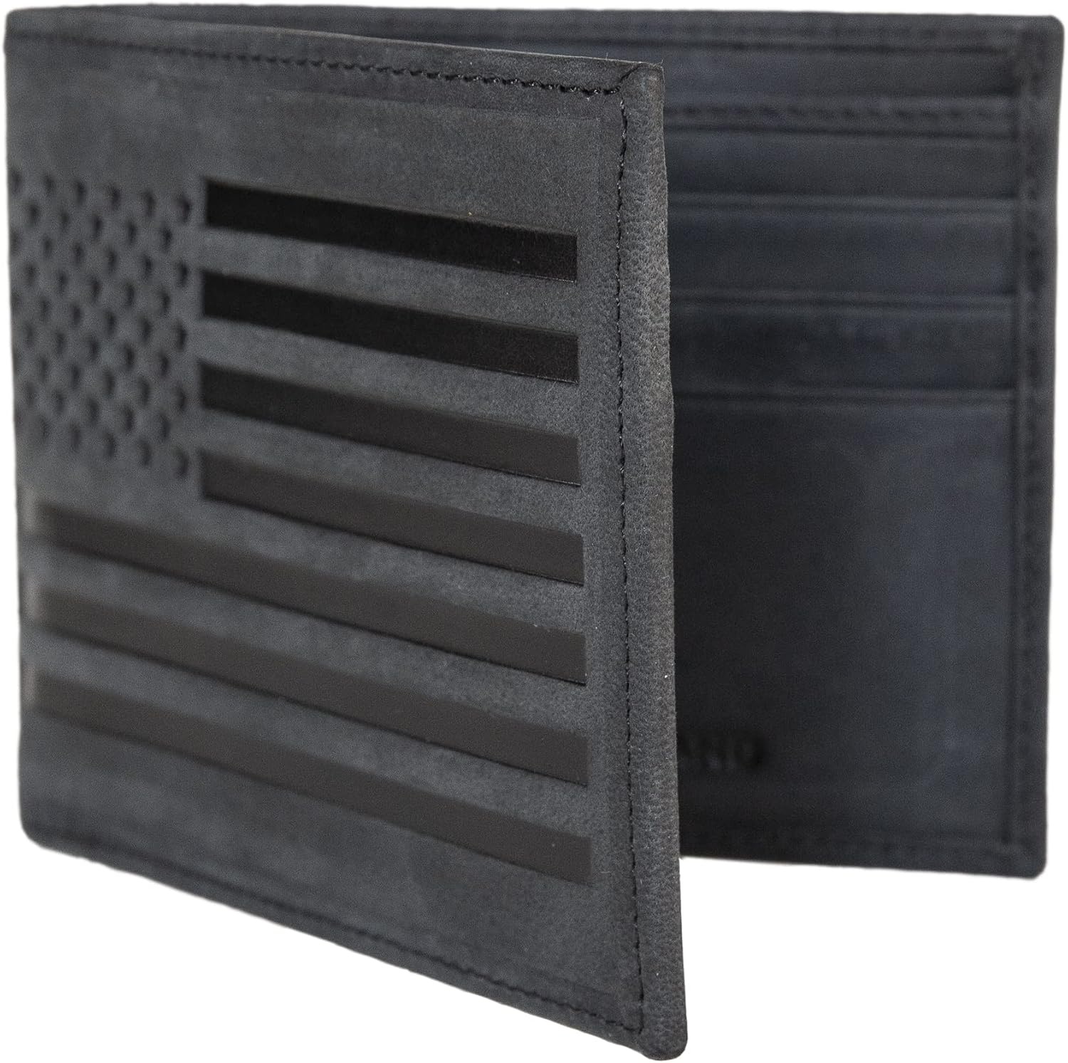image:imageLucky Brand Mens Bifold and LFold Wallet ID Window Card Slots Genuine Leather Organization StylishFlag Embossed Leather Black