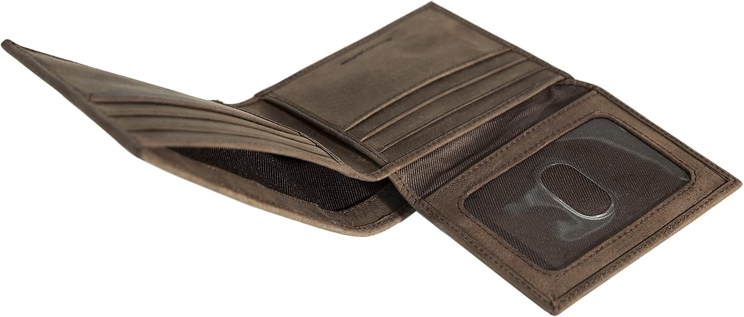 image:imageLucky Brand Mens Bifold and LFold Wallet ID Window Card Slots Genuine Leather Organization StylishGrooved Leather Brown