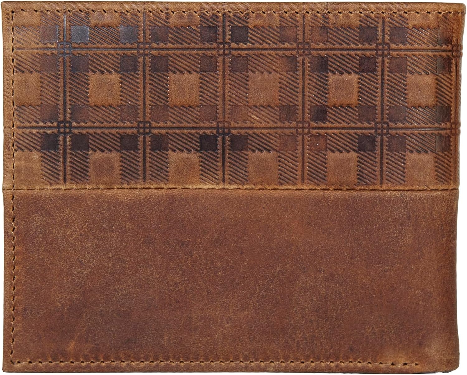 image:imageLucky Brand Mens Bifold and LFold Wallet ID Window Card Slots Genuine Leather Organization StylishPlaid Embossed Leather Brown