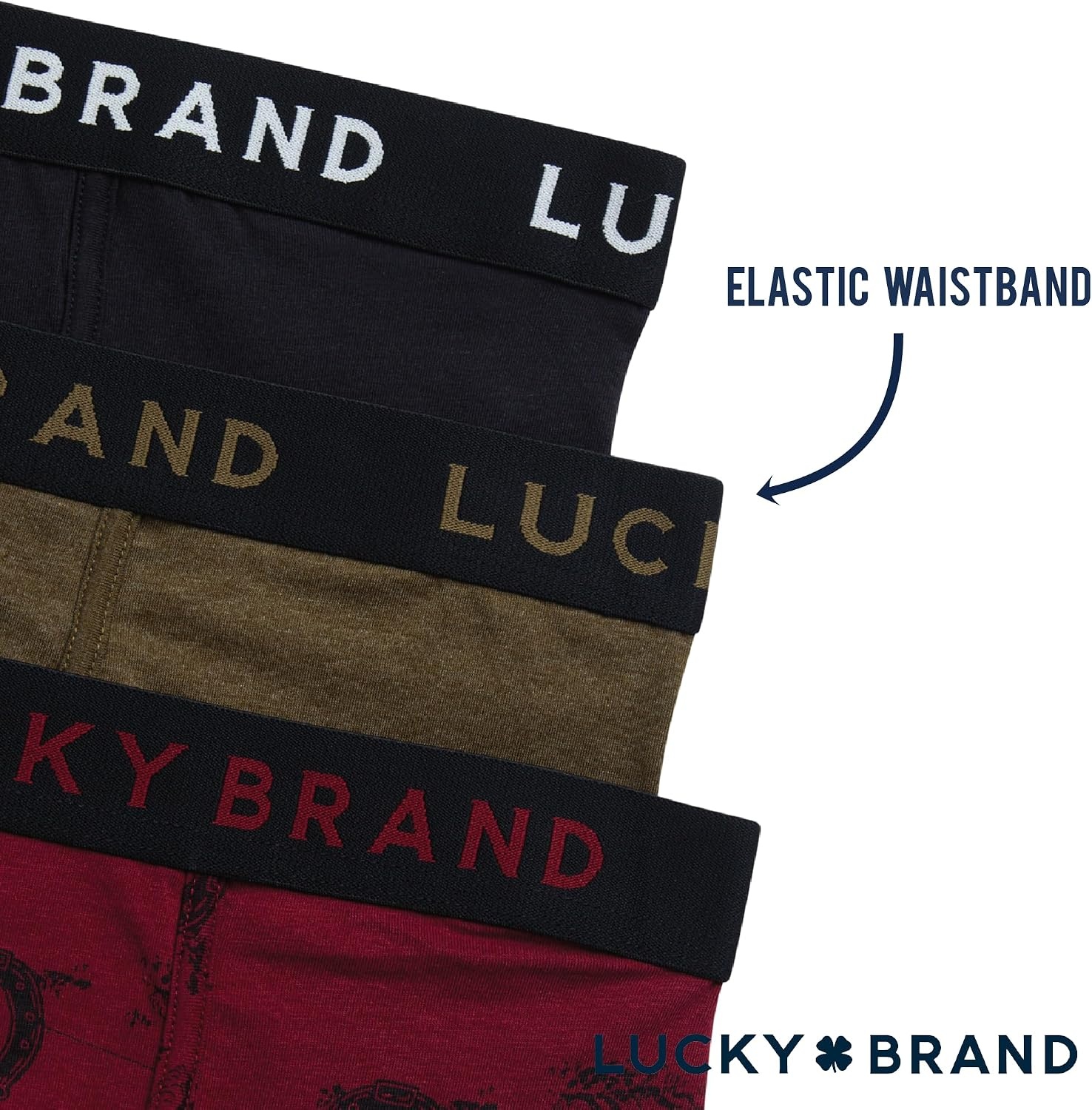 image:imageLucky Brand Mens Boxer Briefs 3 Pack Soft Stretch Casual Mens Underwear with Functional Fly Pouch Boxers S2XL Breathable Fabric Blend Promotes Airflow and Lasting Shape Flexible Fit Adapts to Your Everyday MovementsJet BlackTibetan Red PrintDark Olive Heather