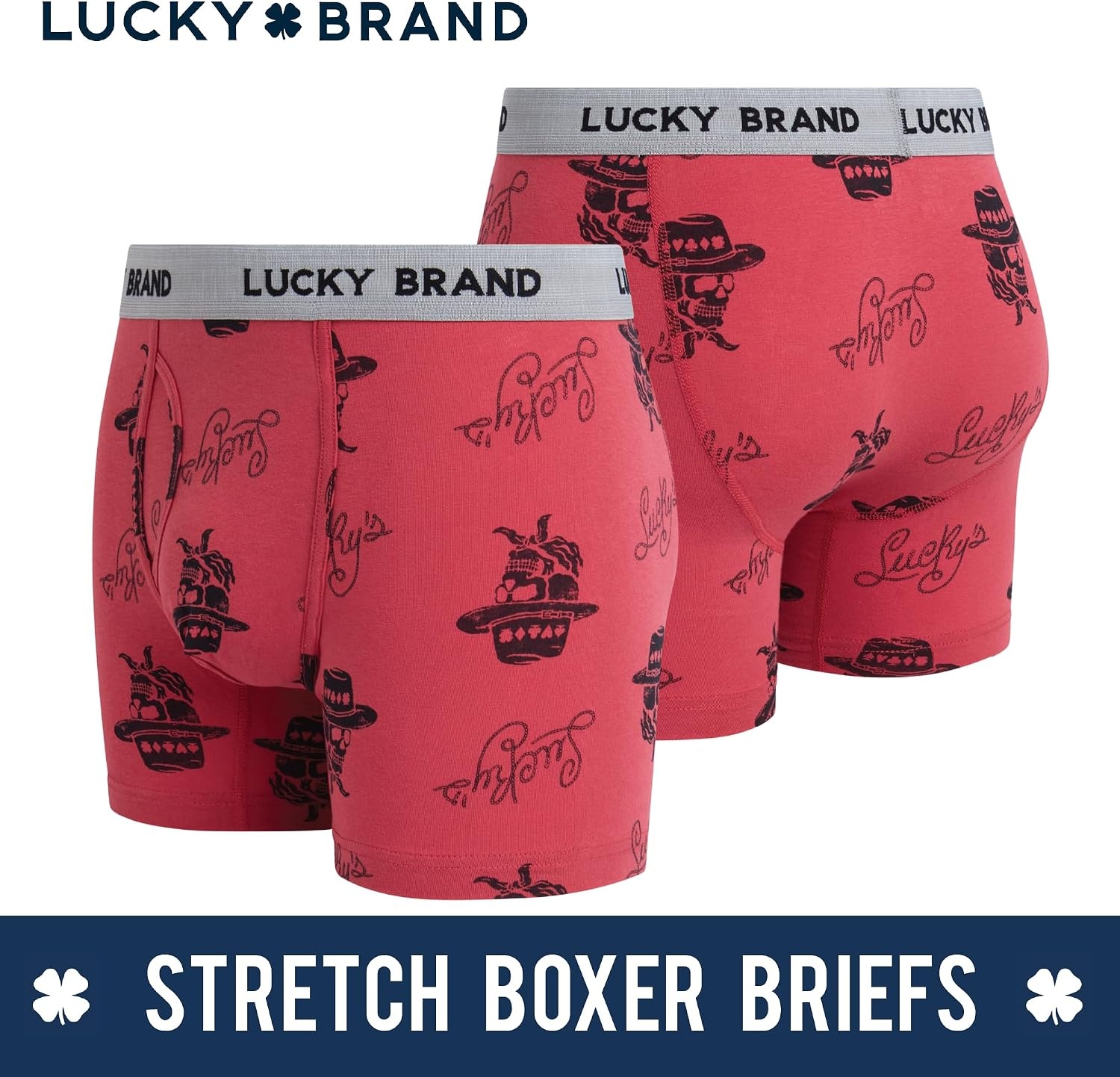 image:imageLucky Brand Mens Boxer Briefs 3 Pack Soft Stretch Casual Mens Underwear with Functional Fly Pouch Boxers S2XL Breathable Fabric Blend Promotes Airflow and Lasting Shape Flexible Fit Adapts to Your Everyday MovementsJet BlackRed PrintGrey Heather