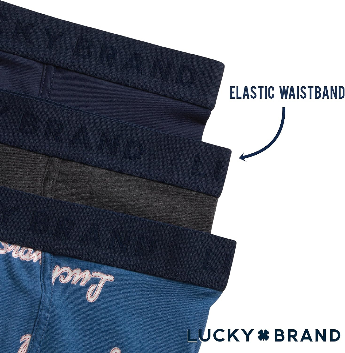 image:imageLucky Brand Mens Boxer Briefs 3 Pack Soft Stretch Casual Mens Underwear with Functional Fly Pouch Boxers S2XL Breathable Fabric Blend Promotes Airflow and Lasting Shape Flexible Fit Adapts to Your Everyday MovementsMood IndigoVintage Indigo PrintCharcoal Grey Heather