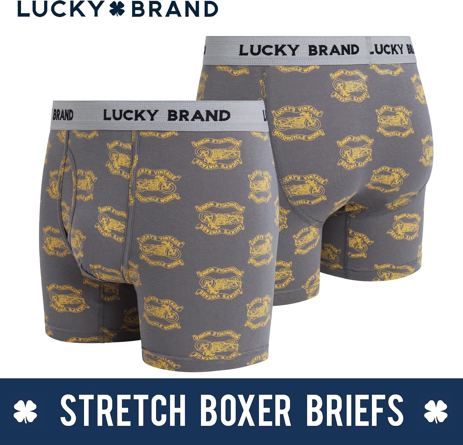 image:imageLucky Brand Mens Boxer Briefs 3 Pack Soft Stretch Casual Mens Underwear with Functional Fly Pouch Boxers S2XL Breathable Fabric Blend Promotes Airflow and Lasting Shape Flexible Fit Adapts to Your Everyday MovementsIndigoSmoked Pearl PrintCharcoal Grey