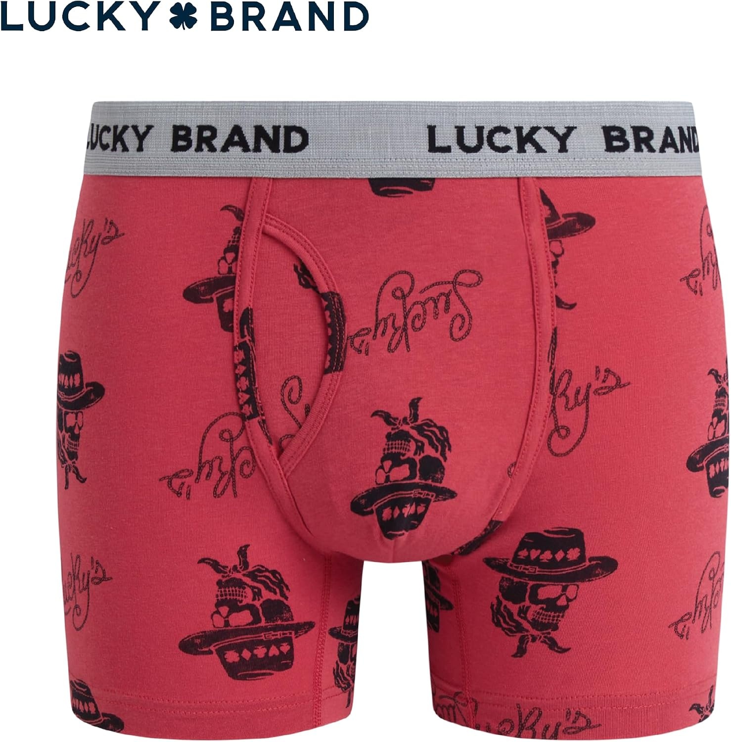 image:imageLucky Brand Mens Boxer Briefs 3 Pack Soft Stretch Casual Mens Underwear with Functional Fly Pouch Boxers S2XL Breathable Fabric Blend Promotes Airflow and Lasting Shape Flexible Fit Adapts to Your Everyday MovementsJet BlackRed PrintGrey Heather
