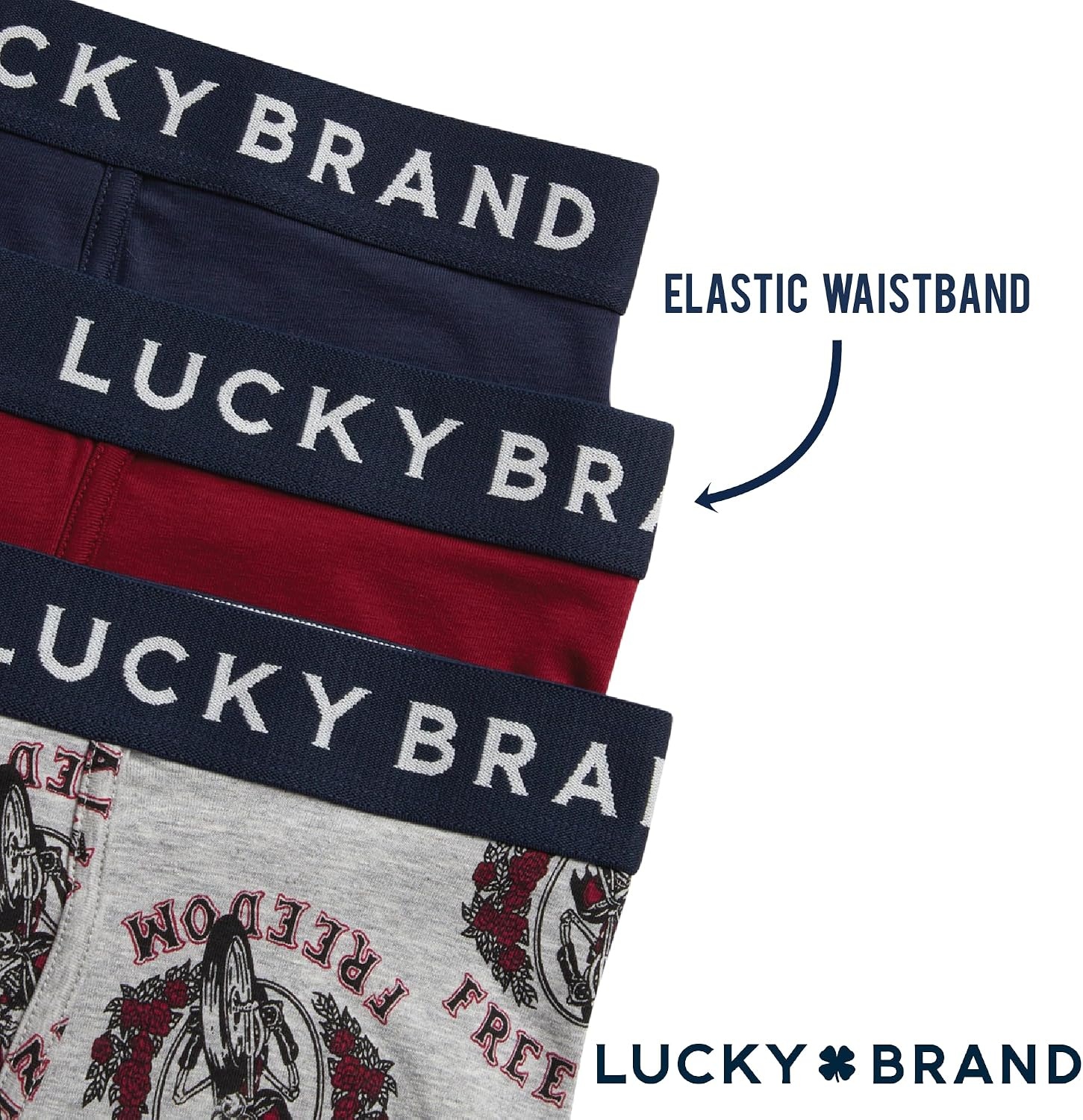 image:imageLucky Brand Mens Boxer Briefs 3 Pack Soft Stretch Casual Mens Underwear with Functional Fly Pouch Boxers S2XL Breathable Fabric Blend Promotes Airflow and Lasting Shape Flexible Fit Adapts to Your Everyday MovementsMood IndigoGrey Heather PrintTibetan Red