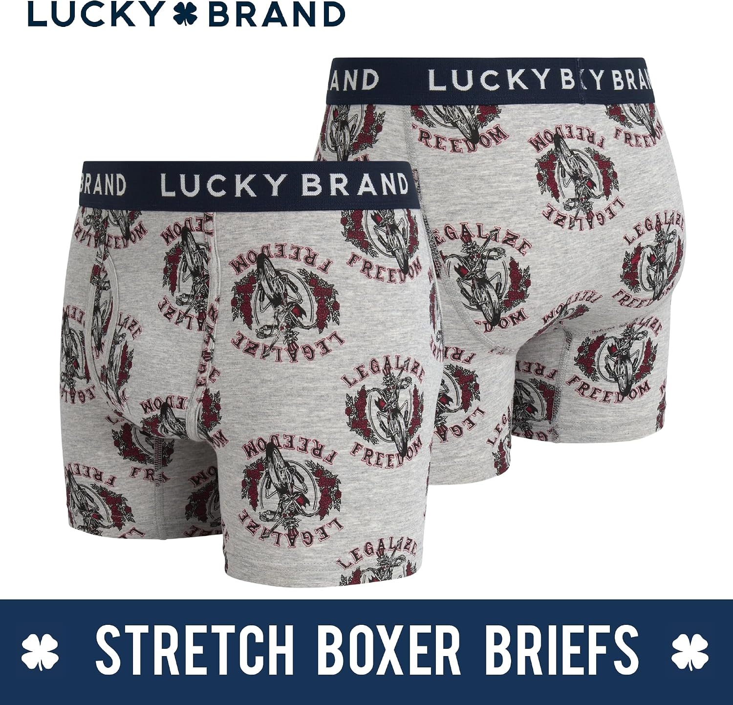 image:imageLucky Brand Mens Boxer Briefs 3 Pack Soft Stretch Casual Mens Underwear with Functional Fly Pouch Boxers S2XL Breathable Fabric Blend Promotes Airflow and Lasting Shape Flexible Fit Adapts to Your Everyday MovementsMood IndigoGrey Heather PrintTibetan Red