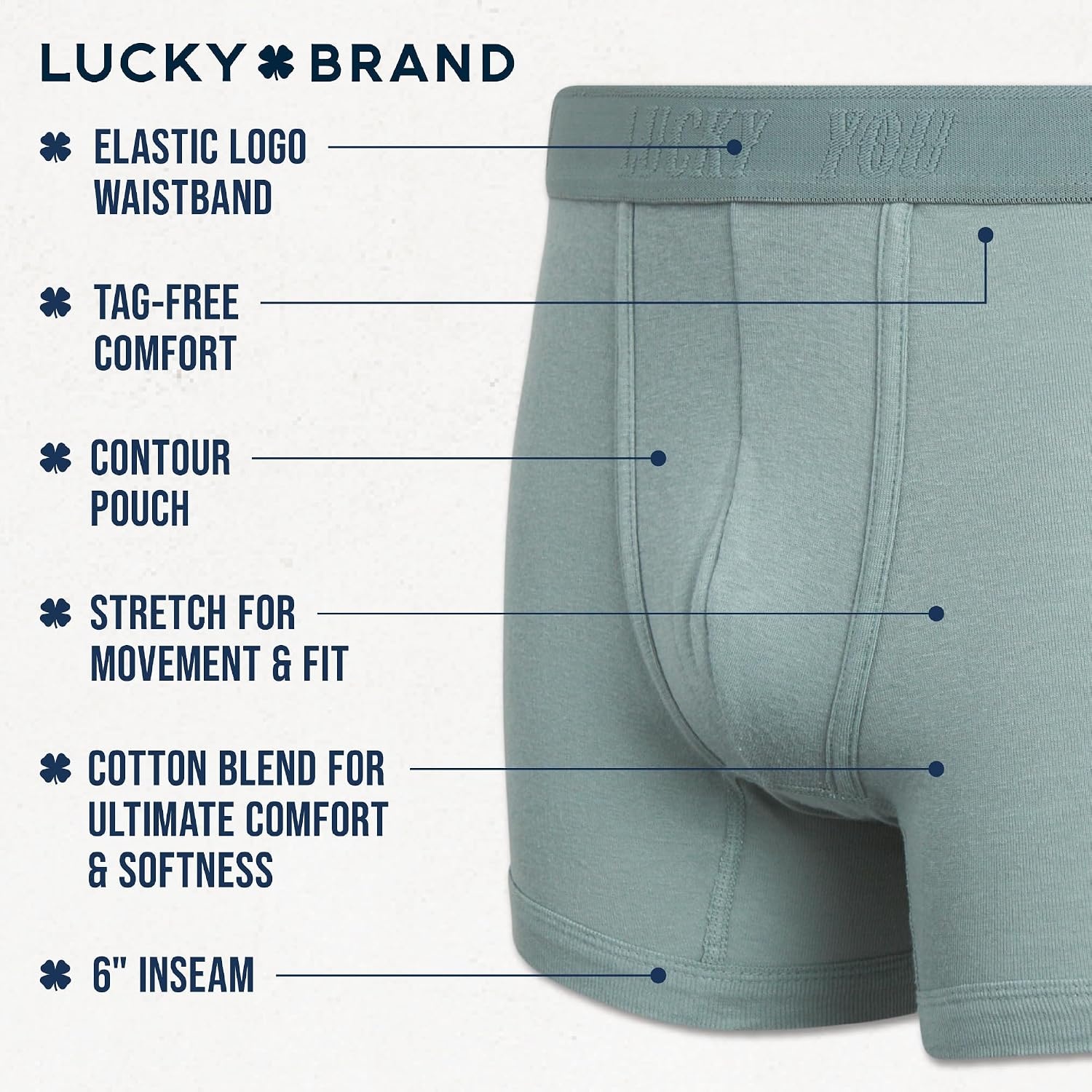image:imageLucky Brand Mens Boxer Briefs 3 Pack Soft Stretch Cotton Boxer Briefs for Men w Contour Pouch 5 Inseam Mens UnderwearEclipsePurpleLight Blue