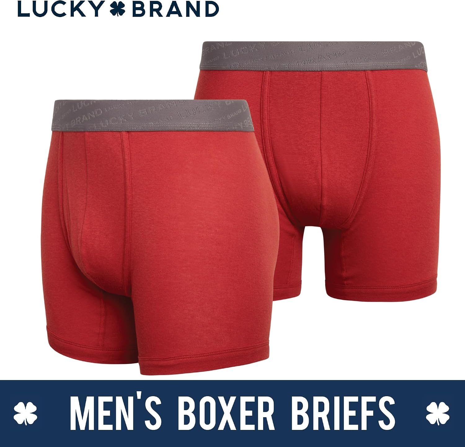 image:imageLucky Brand Mens Boxer Briefs 3 Pack Soft Stretch Cotton Boxer Briefs for Men w Contour Pouch 5 Inseam Mens UnderwearEclipseRedSilver