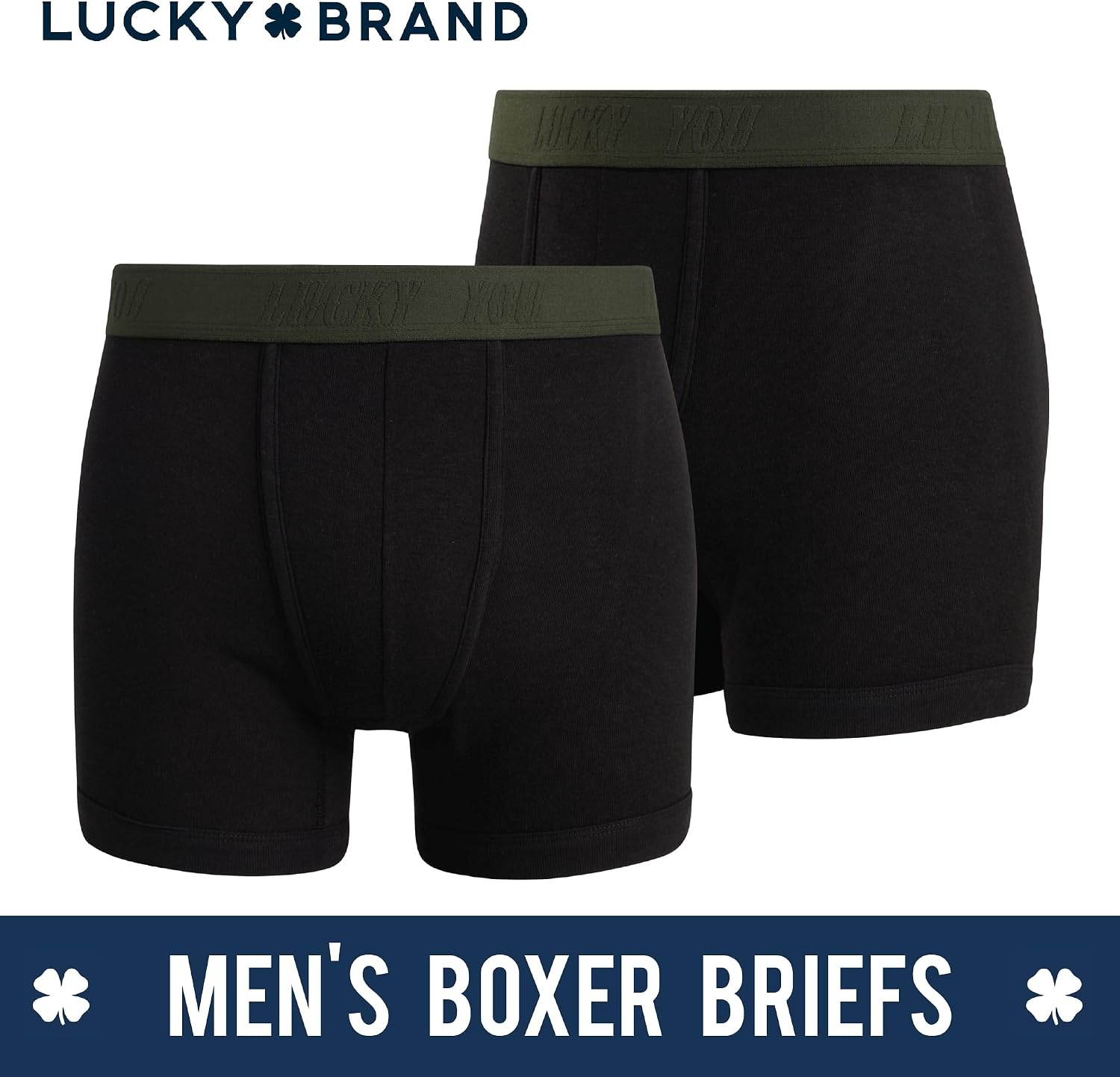 image:imageLucky Brand Mens Boxer Briefs 3 Pack Soft Stretch Cotton Boxer Briefs for Men w Contour Pouch 5 Inseam Mens UnderwearJet Black Contrast