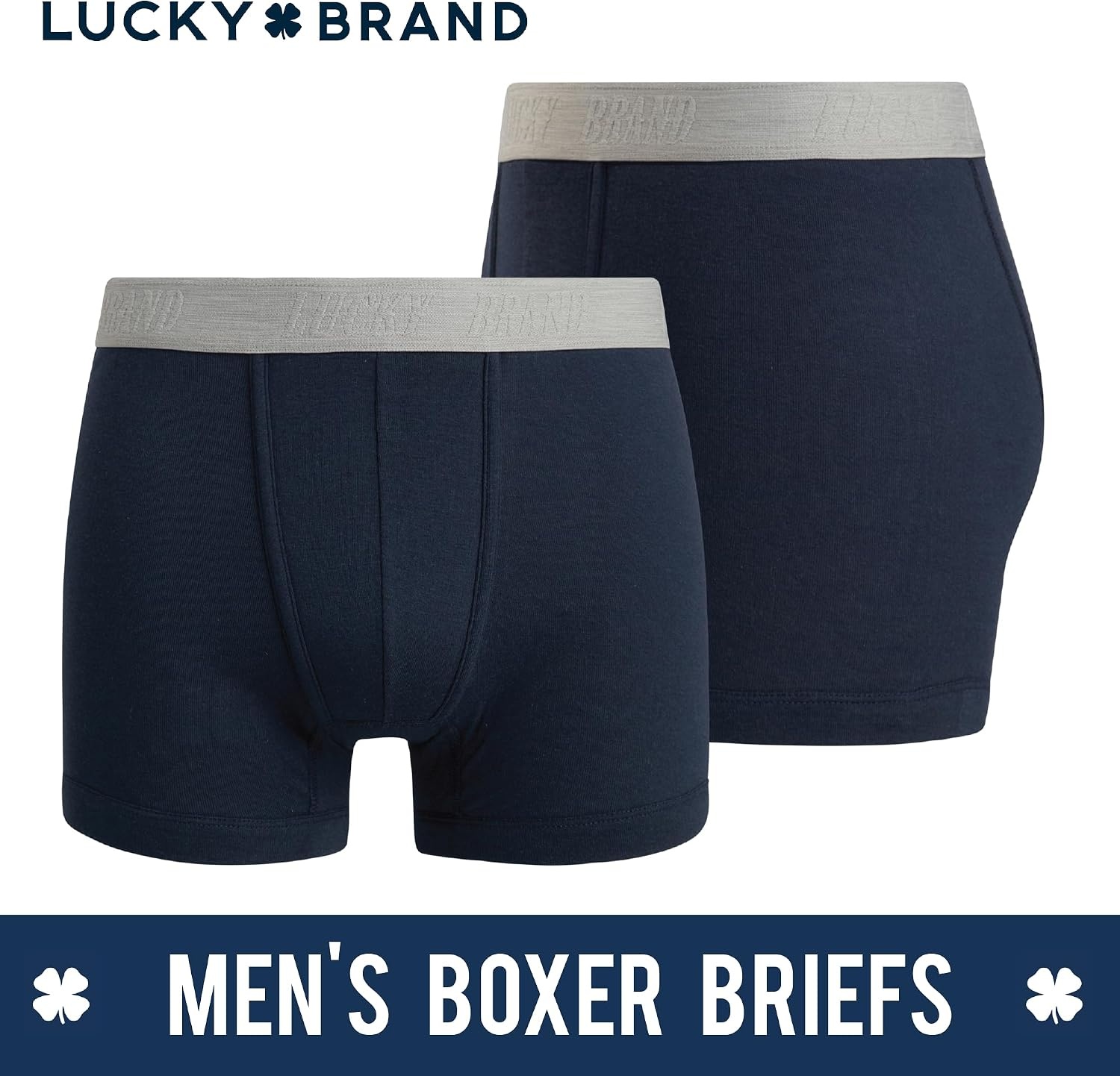 image:imageLucky Brand Mens Boxer Briefs 3 Pack Soft Stretch Cotton Boxer Briefs for Men w Contour Pouch 5 Inseam Mens UnderwearMood Indigo Blue