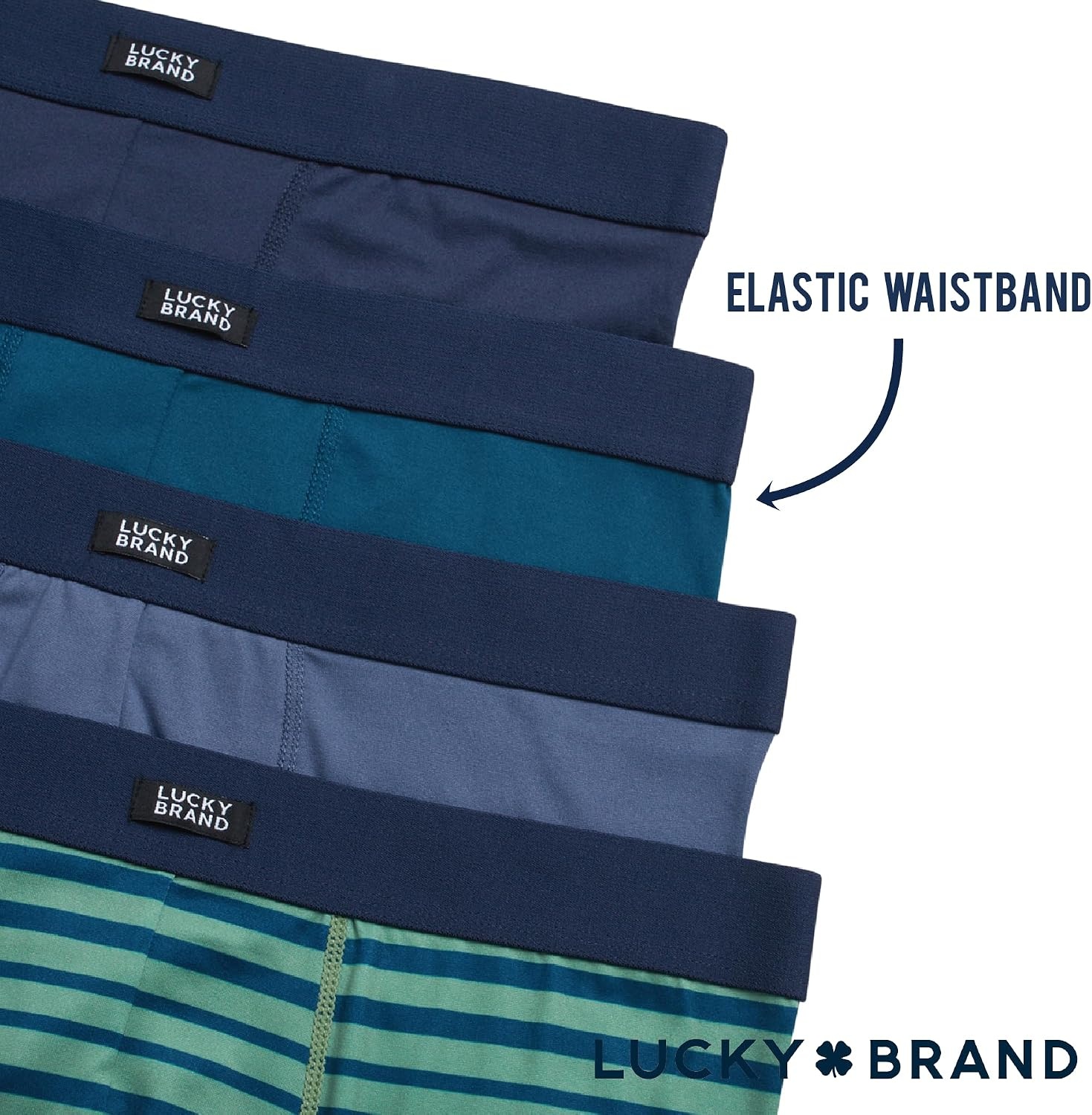 image:imageLucky Brand Mens Boxer Briefs 4 Pack Athletic Boxer Briefs for Men Soft Stretch Mens Underwear with Pouch 6 InseamMood IndigoLegion BlueStripesVintage Indigo
