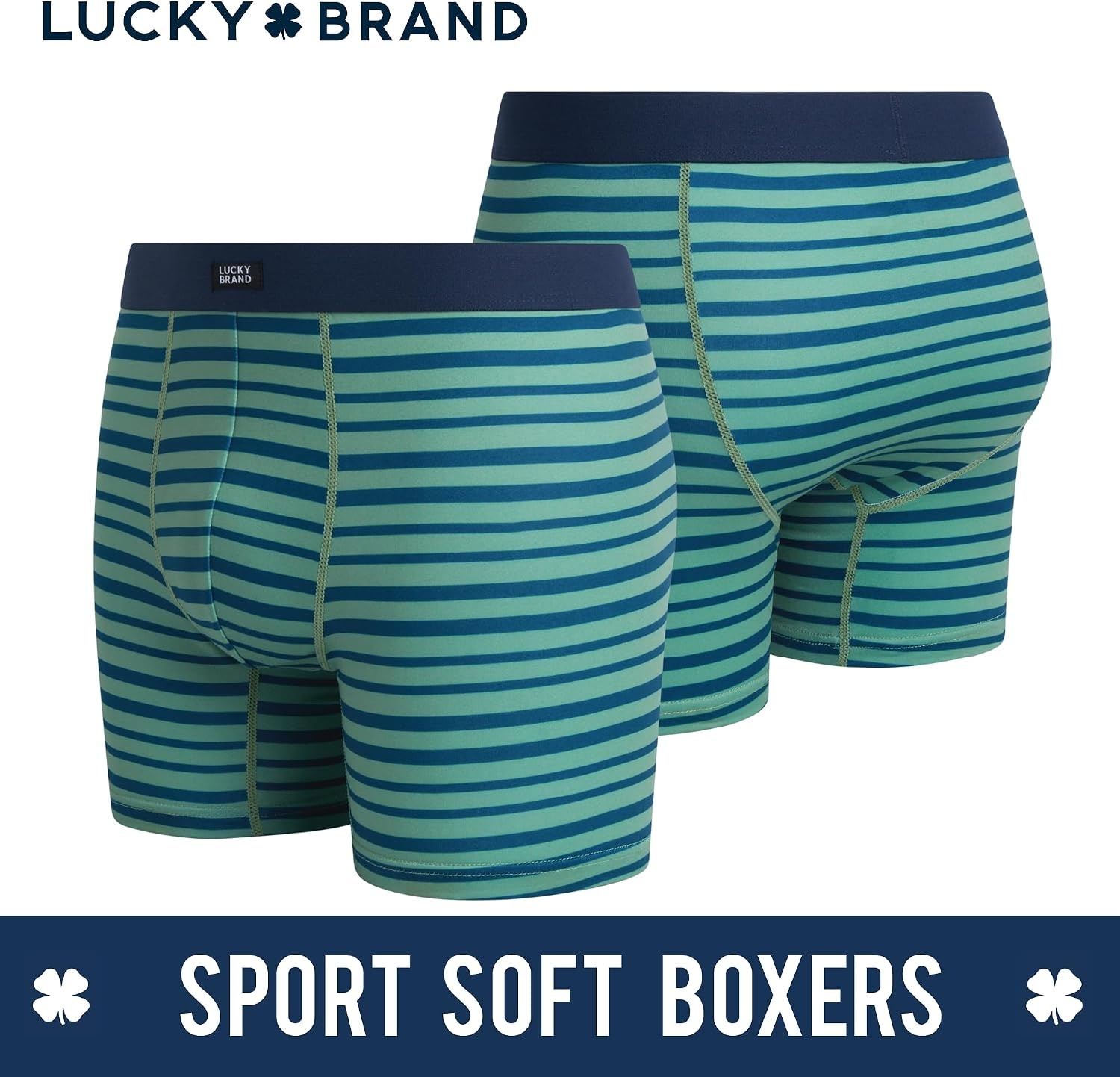 image:imageLucky Brand Mens Boxer Briefs 4 Pack Athletic Boxer Briefs for Men Soft Stretch Mens Underwear with Pouch 6 InseamMood IndigoLegion BlueStripesVintage Indigo