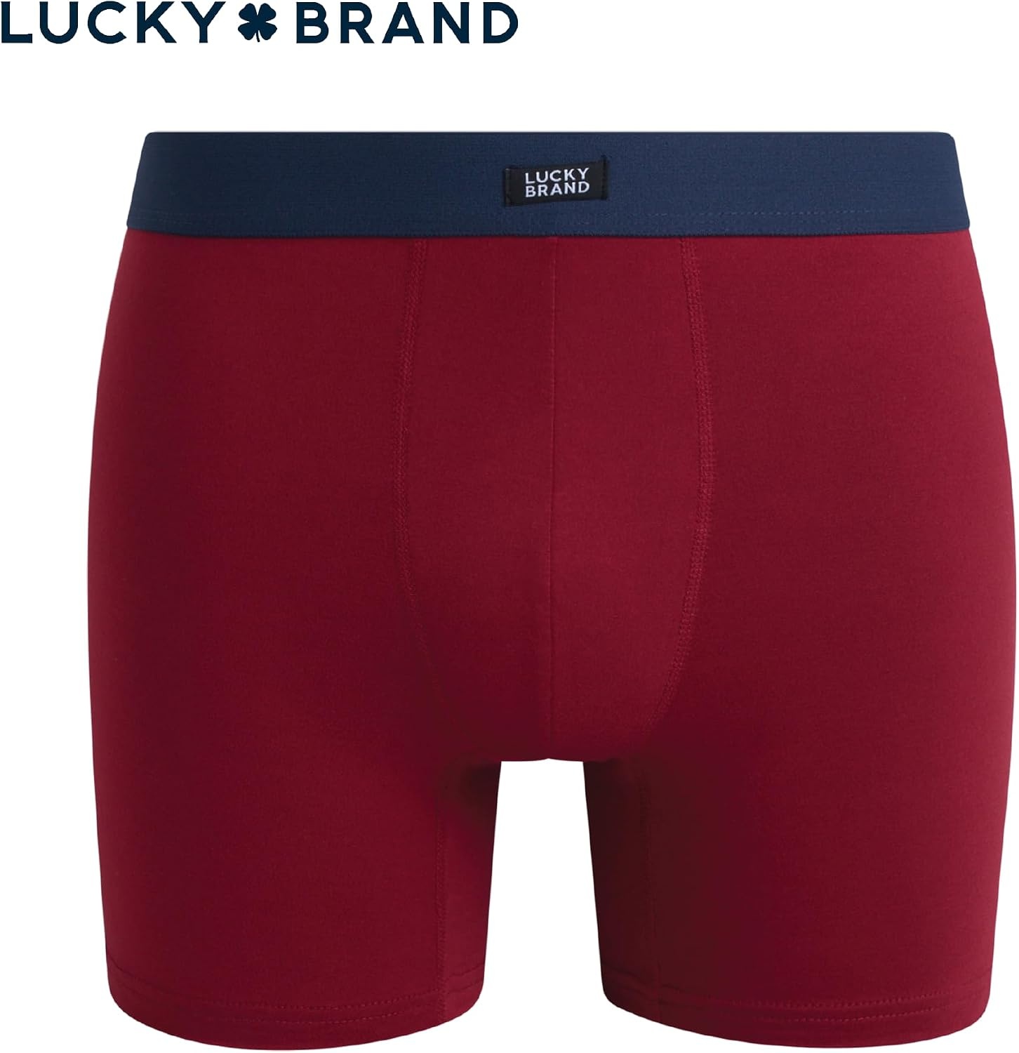 image:imageLucky Brand Mens Boxer Briefs 4 Pack Athletic Boxer Briefs for Men Soft Stretch Mens Underwear with Pouch 6 InseamMood IndigoLight GreyPrintTibetan Red