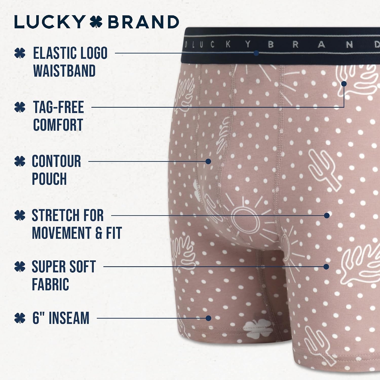 image:imageLucky Brand Mens Boxer Briefs 4 Pack Athletic Boxer Briefs for Men Soft Stretch Mens Underwear with Pouch 6 InseamMood IndigoLight GreyPrintTibetan Red