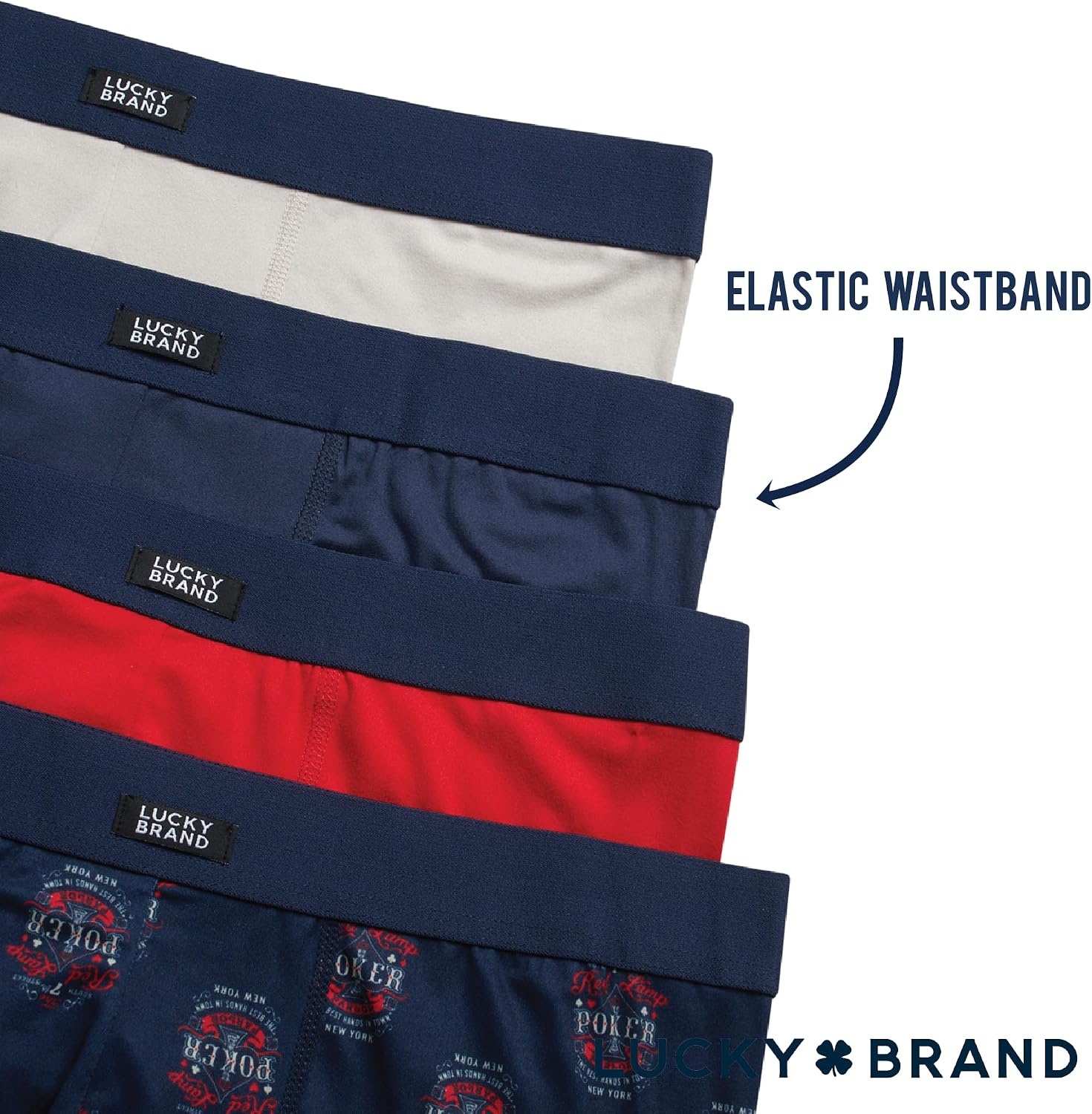 image:imageLucky Brand Mens Boxer Briefs 4 Pack Athletic Boxer Briefs for Men Soft Stretch Mens Underwear with Pouch 6 InseamMood IndigoVivid RedPrintBeige