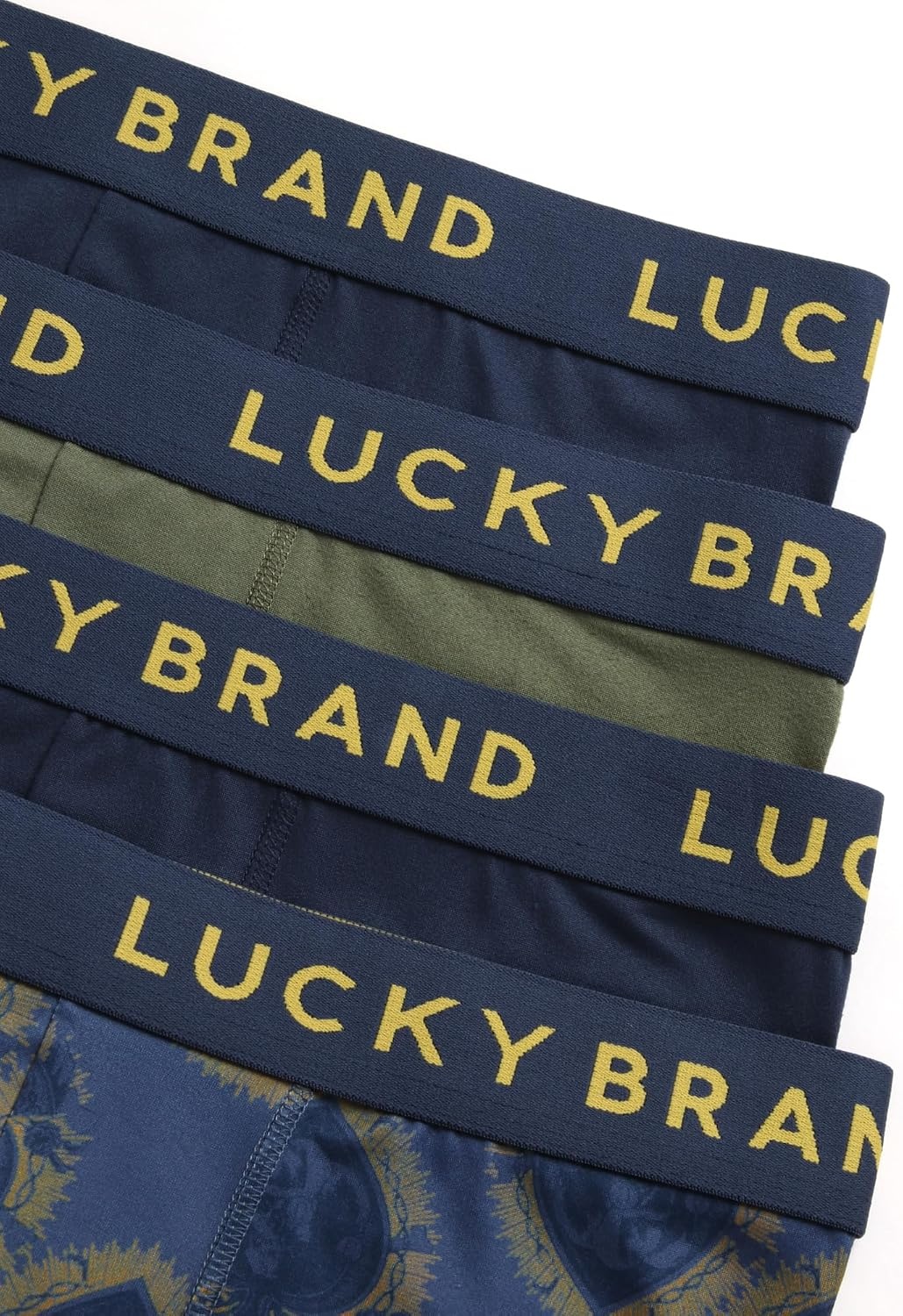 image:imageLucky Brand Mens Boxer Briefs  4 Pack Athletic Boxer Briefs for Men Soft Stretch Mens Underwear with Pouch 6 InseamMoon IndigoGreenVintage Indigo PrintMood Indigo