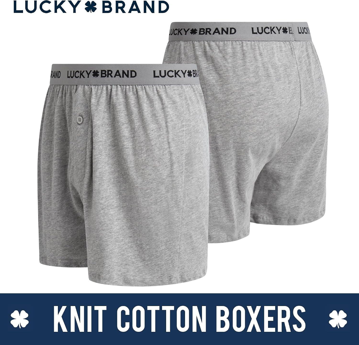 image:imageLucky Brand Mens Boxer Briefs 4 Pack Soft Knit Underwear with Button Fly Smooth Support That Keeps Up with Your Day Breathable Fabric Constructed Built for Everyday ComfortJet BlackGrey HeatherCharcoal Heather