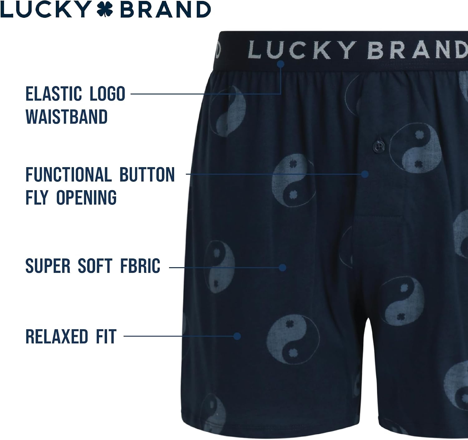 image:imageLucky Brand Mens Boxer Briefs 4 Pack Soft Knit Underwear with Button Fly Smooth Support That Keeps Up with Your Day Breathable Fabric Constructed Built for Everyday ComfortIndigoMood