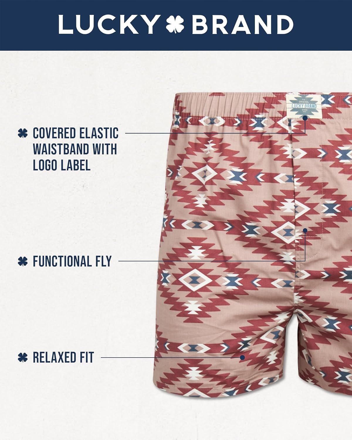 image:imageLucky Brand Mens Boxer Shorts 6 Pack Soft Cotton Relaxed Fit 4 Inseam Mens Underwear Boxers with Functional FlyBlue PlaidNavyBlue Floral Print