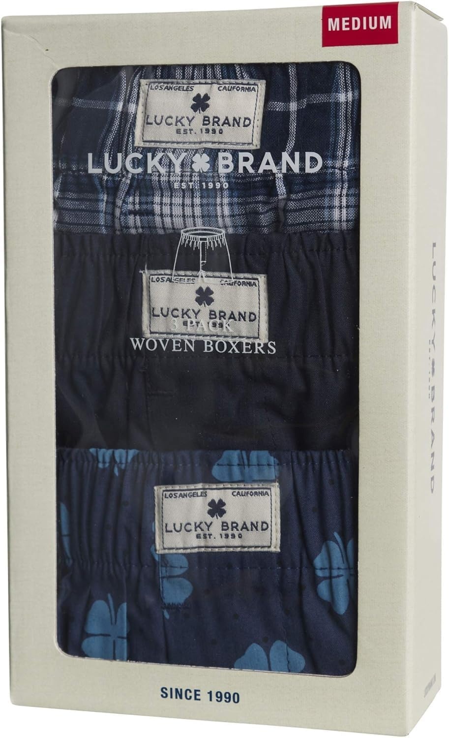image:imageLucky Brand Mens Boxer Shorts 6 Pack Soft Cotton Relaxed Fit 4 Inseam Mens Underwear Boxers with Functional FlyBlue PlaidNavyBlue Floral Print