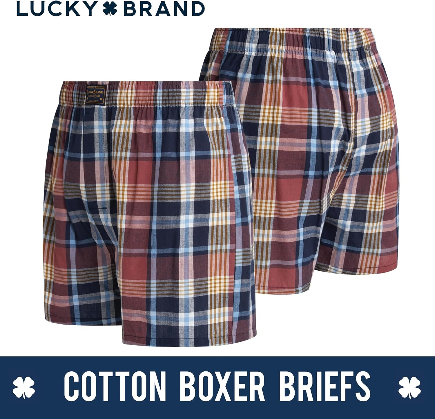 image:imageLucky Brand Mens Boxer Shorts 6 Pack Soft Cotton Relaxed Fit 4 Inseam Mens Underwear Boxers with Functional FlyMarsala RedIndigo PrintPlaid