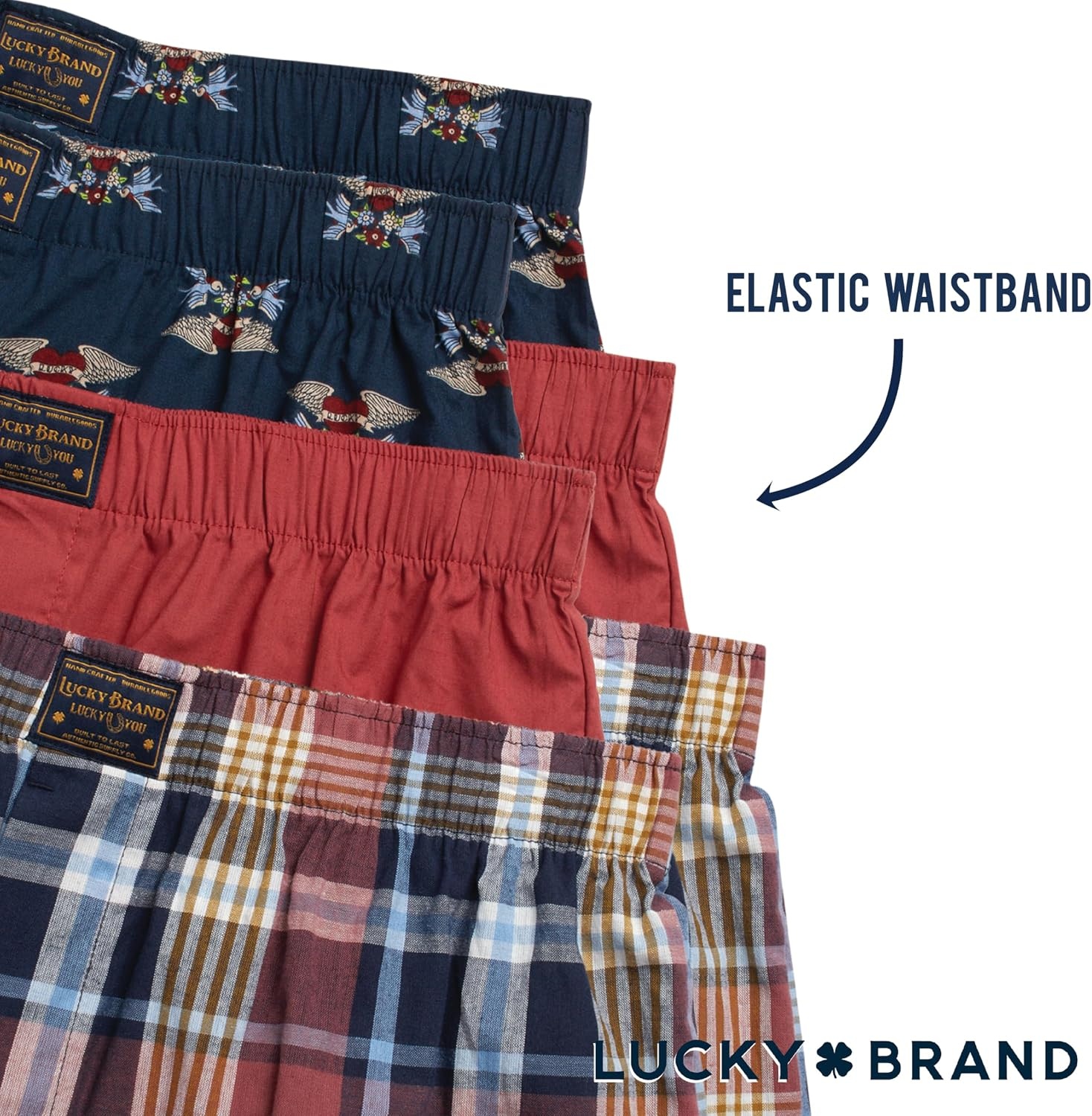 image:imageLucky Brand Mens Boxer Shorts 6 Pack Soft Cotton Relaxed Fit 4 Inseam Mens Underwear Boxers with Functional FlyMarsala RedIndigo PrintPlaid