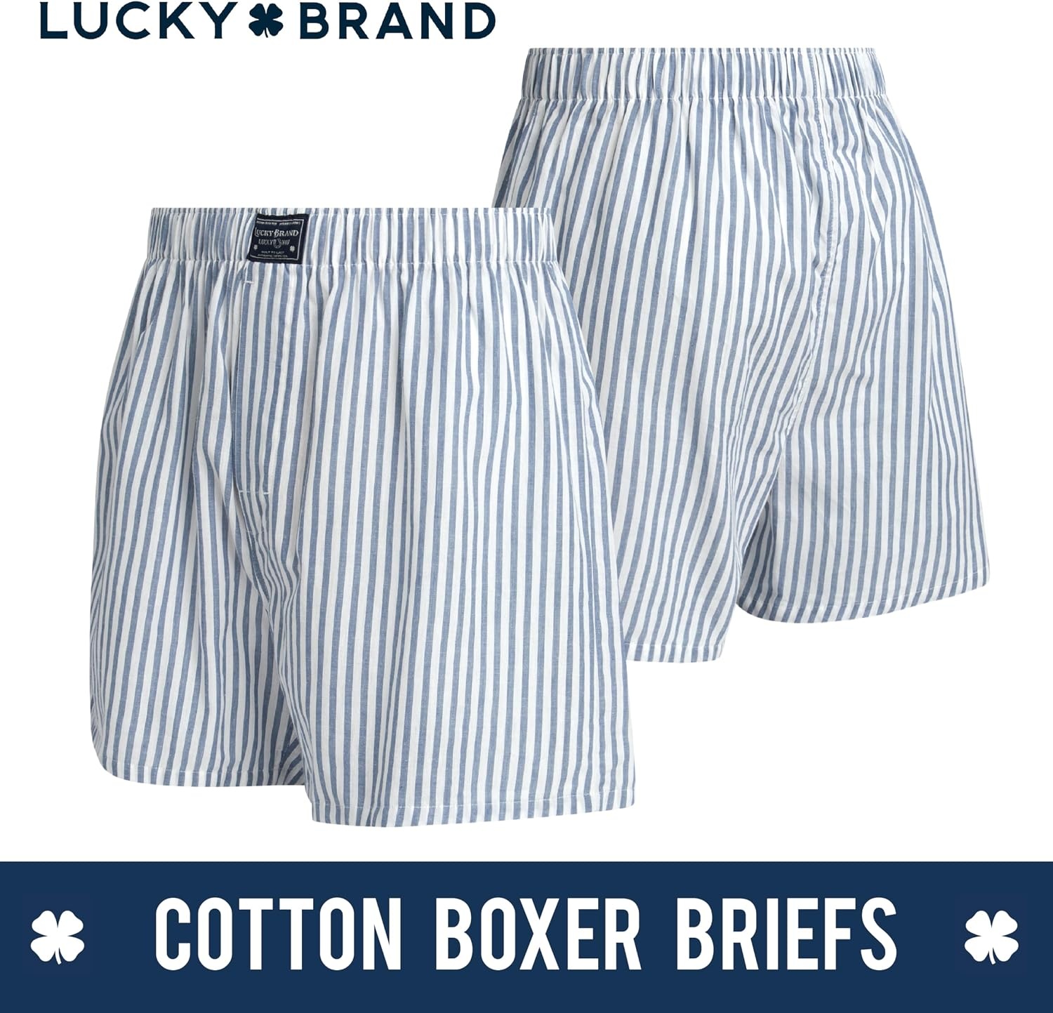 image:imageLucky Brand Mens Boxer Shorts 6 Pack Soft Cotton Relaxed Fit 4 Inseam Mens Underwear Boxers with Functional FlyMood IndigoVintage IndigoVertical Stripes
