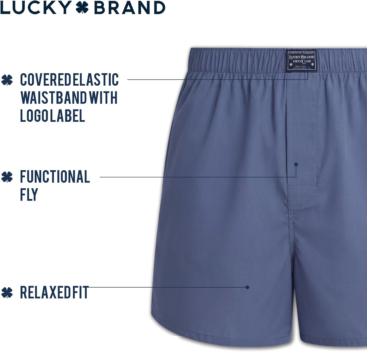 image:imageLucky Brand Mens Boxer Shorts 6 Pack Soft Cotton Relaxed Fit 4 Inseam Mens Underwear Boxers with Functional FlyMood IndigoVintage IndigoVertical Stripes