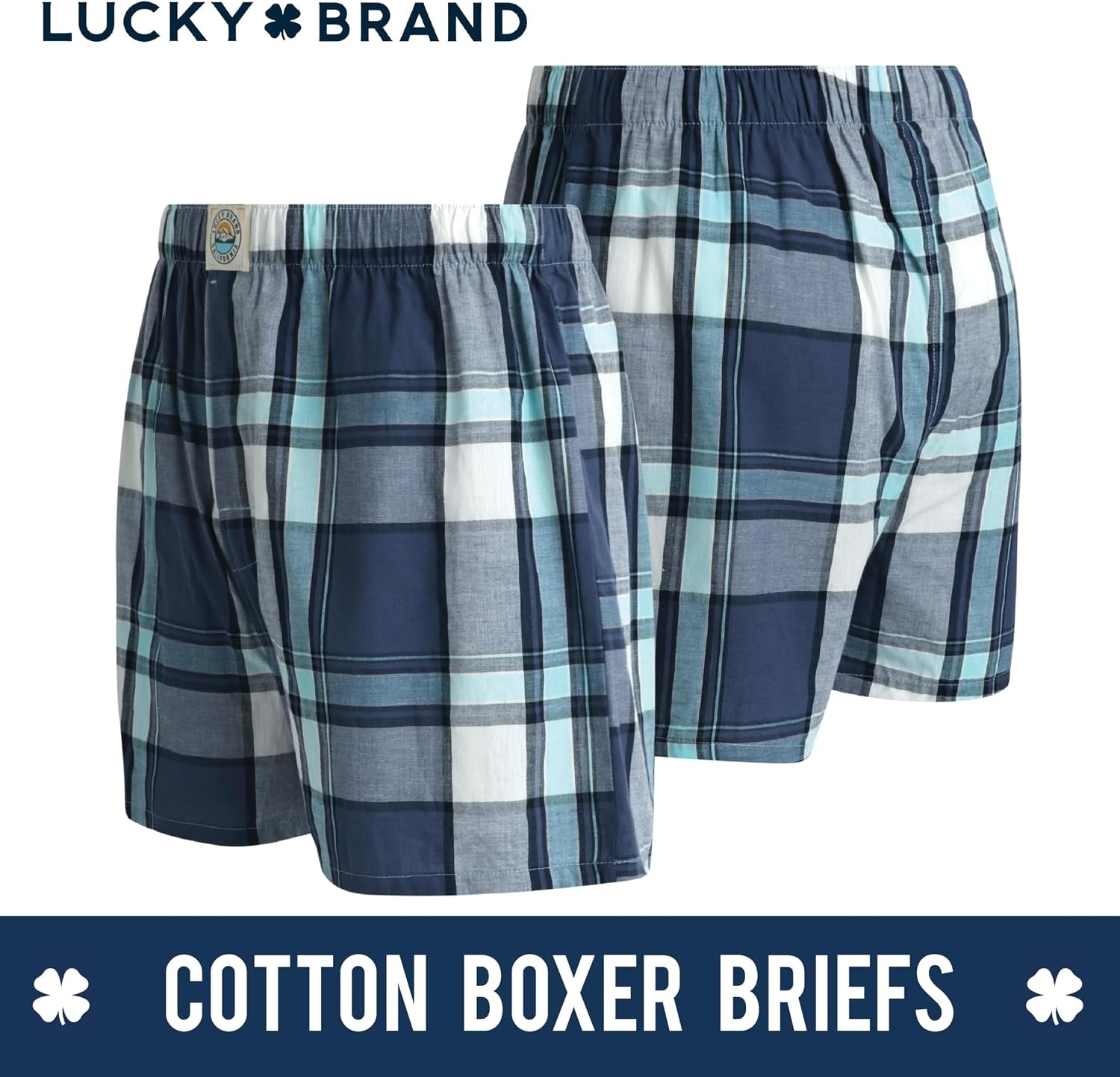 image:imageLucky Brand Mens Boxer Shorts 6 Pack Soft Cotton Relaxed Fit 4 Inseam Mens Underwear Boxers with Functional FlyPlaidMood IndigoSea Angel