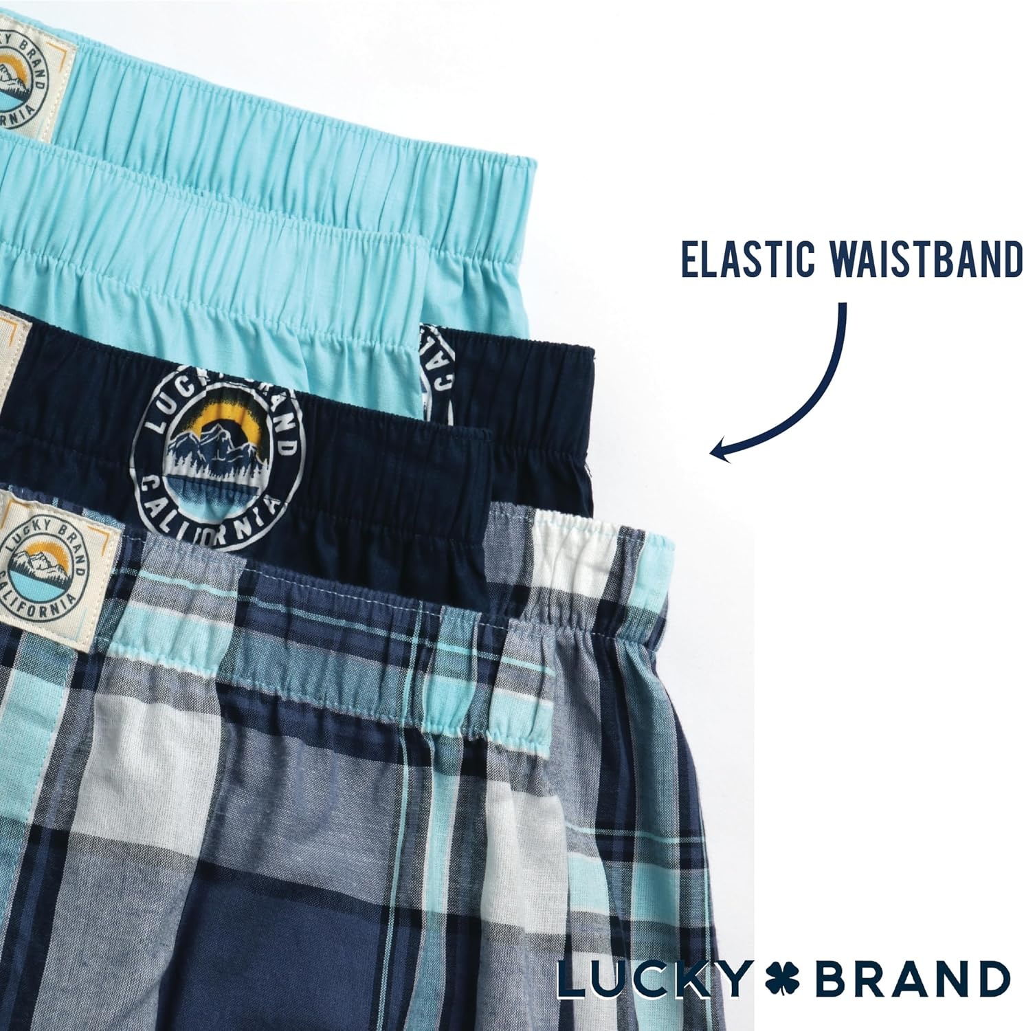 image:imageLucky Brand Mens Boxer Shorts 6 Pack Soft Cotton Relaxed Fit 4 Inseam Mens Underwear Boxers with Functional FlyPlaidMood IndigoSea Angel