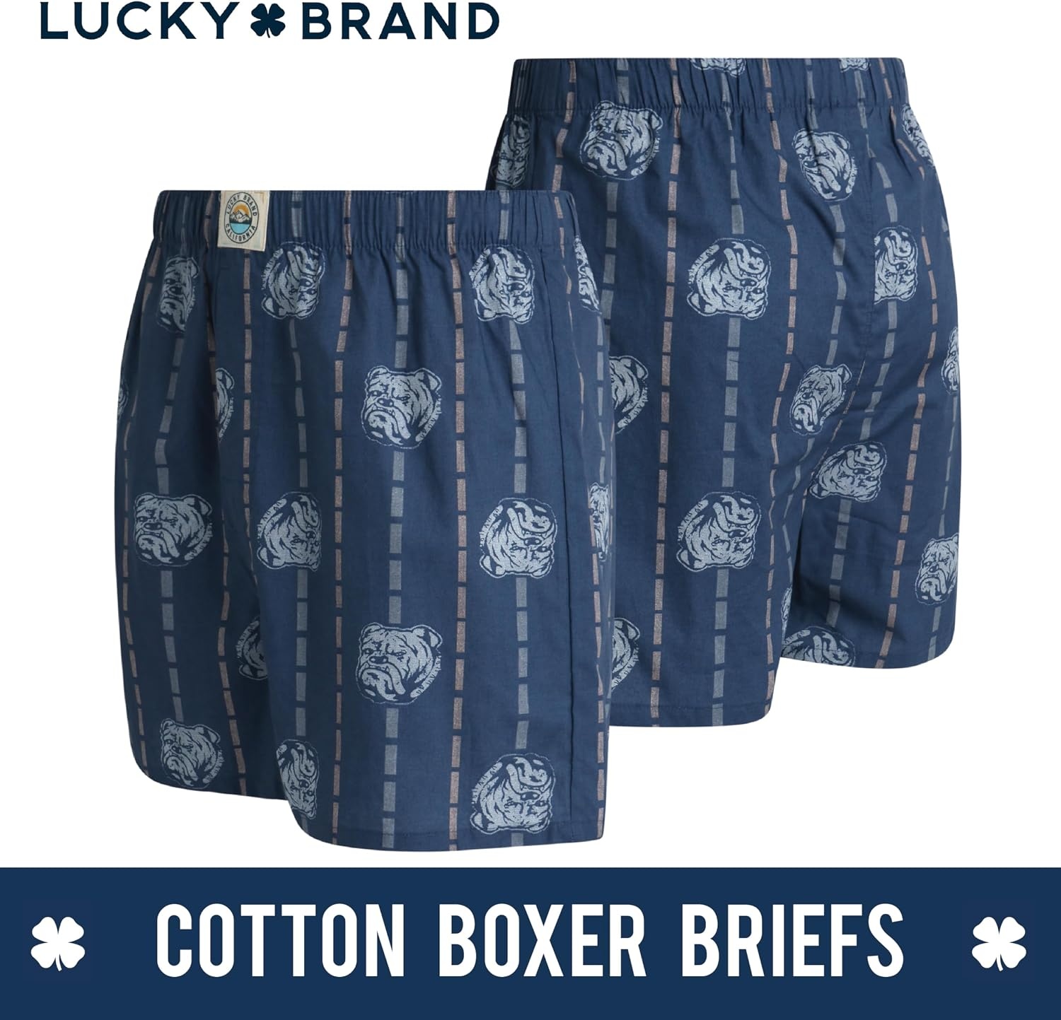 image:imageLucky Brand Mens Boxer Shorts 6 Pack Soft Cotton Relaxed Fit 4 Inseam Mens Underwear Boxers with Functional FlyPlaidVintage Indigo PrintIndigo