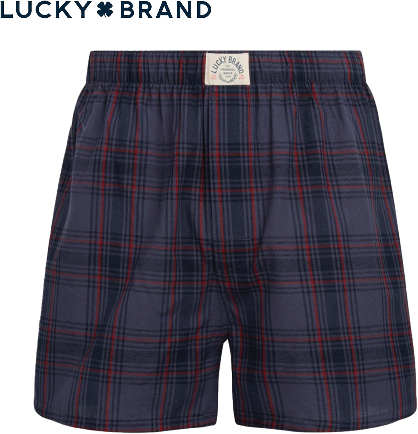 image:imageLucky Brand Mens Boxer Shorts 6 Pack Soft Cotton Relaxed Fit 4 Inseam Mens Underwear Boxers with Functional FlyVintage IndigoJet Black PrintBlue Spruce