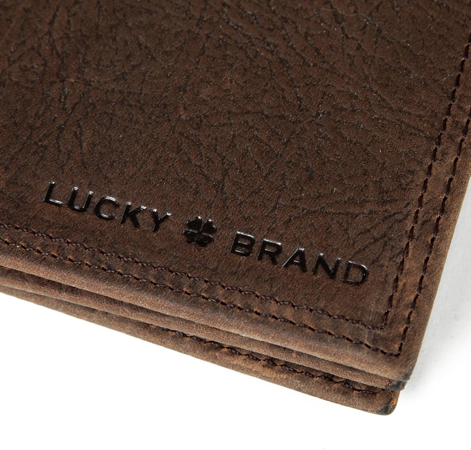 image:imageLucky Brand Mens Double Stitched Leather LFold Wallet ID Window Card Slots Billfold Design Genuine Leather Organization Durable Stylish Brown