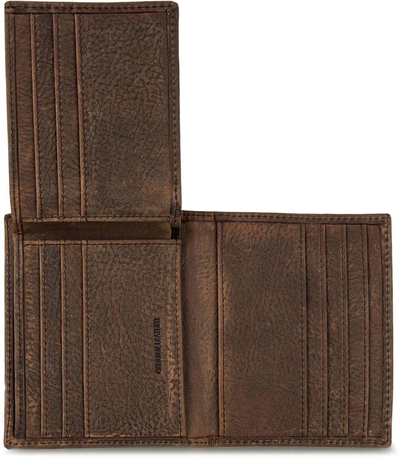 image:imageLucky Brand Mens Double Stitched Leather LFold Wallet ID Window Card Slots Billfold Design Genuine Leather Organization Durable Stylish Brown