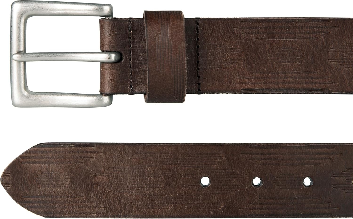 image:imageLucky Brand Mens Genuine Leather Belt Classic Casual Everyday Western American Heritage Metal BuckleAztec Embossed Brown