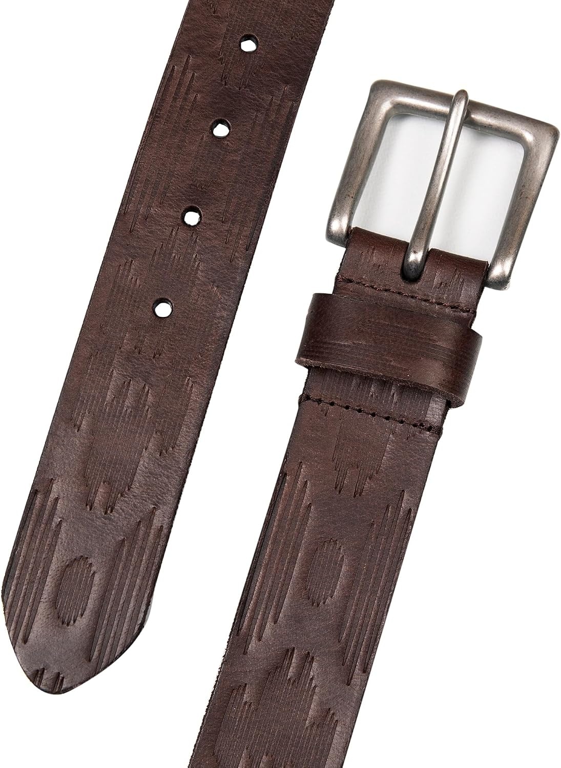 image:imageLucky Brand Mens Genuine Leather Belt Classic Casual Everyday Western American Heritage Metal BuckleAztec Embossed Brown