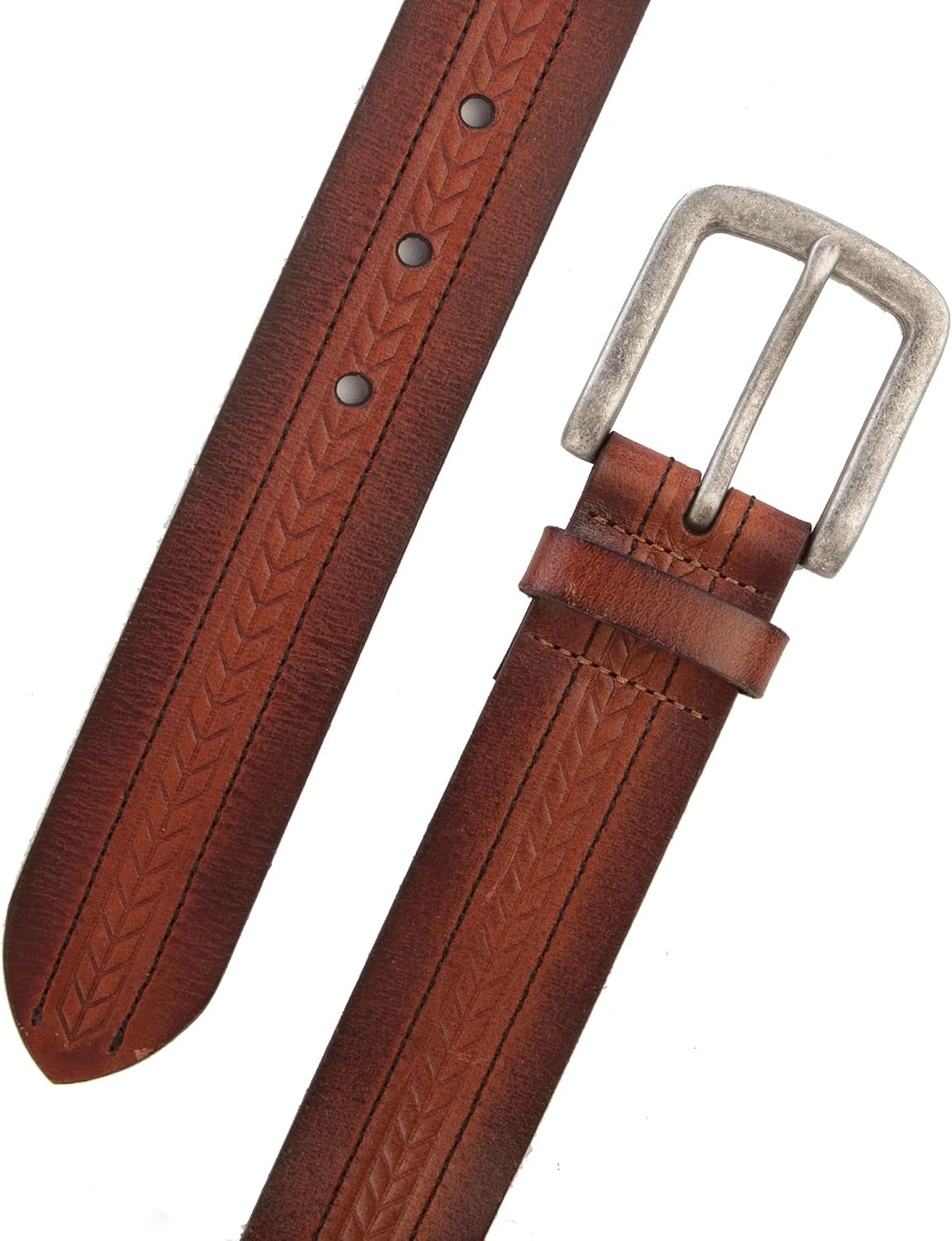 image:imageLucky Brand Mens Genuine Leather Belt Classic Casual Everyday Western American Heritage Metal BuckleChevron Brown