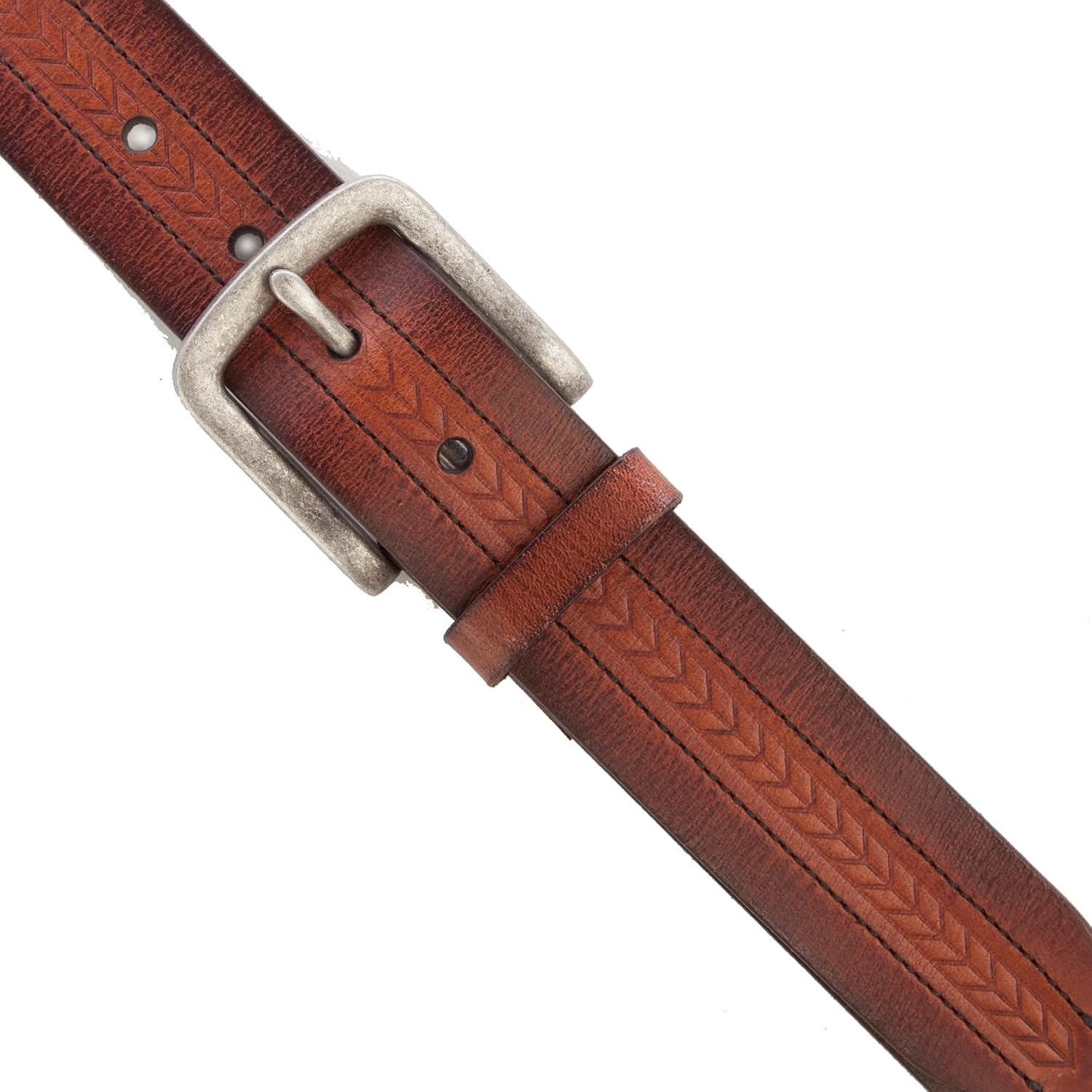 image:imageLucky Brand Mens Genuine Leather Belt Classic Casual Everyday Western American Heritage Metal BuckleChevron Brown