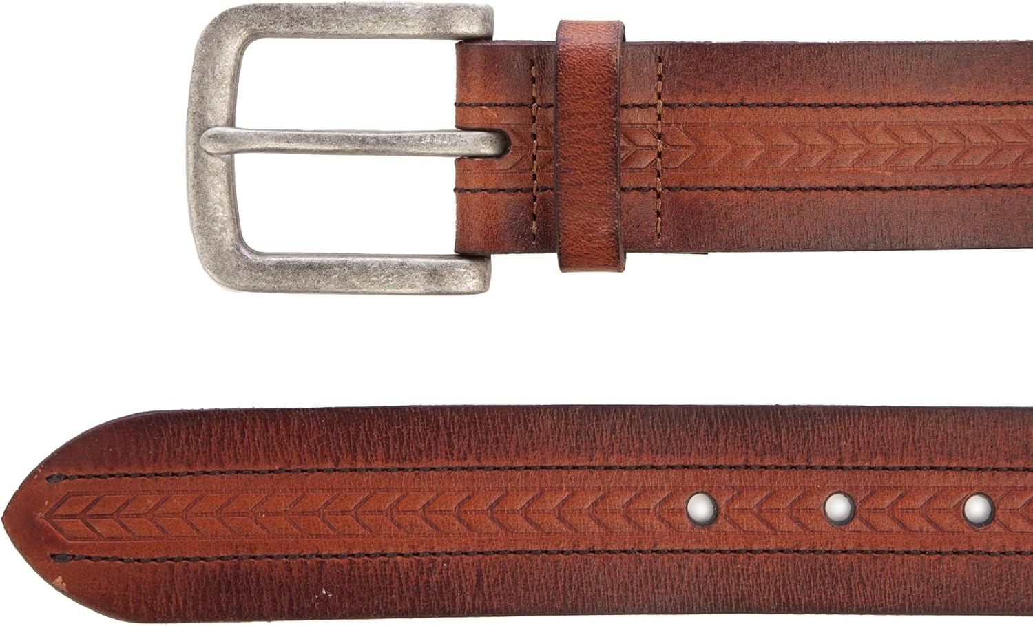 image:imageLucky Brand Mens Genuine Leather Belt Classic Casual Everyday Western American Heritage Metal BuckleChevron Brown