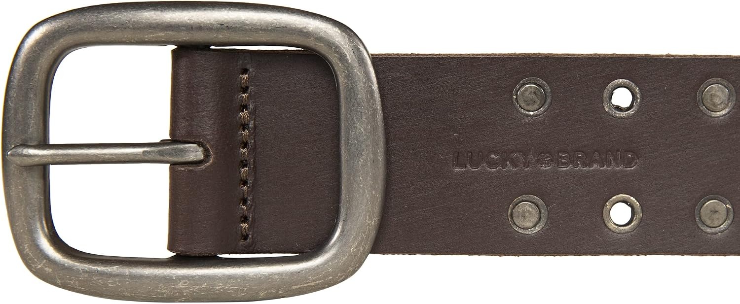 image:imageLucky Brand Mens Genuine Leather Belt Classic Casual Everyday Western American Heritage Metal BuckleGrommet and Stud Brown
