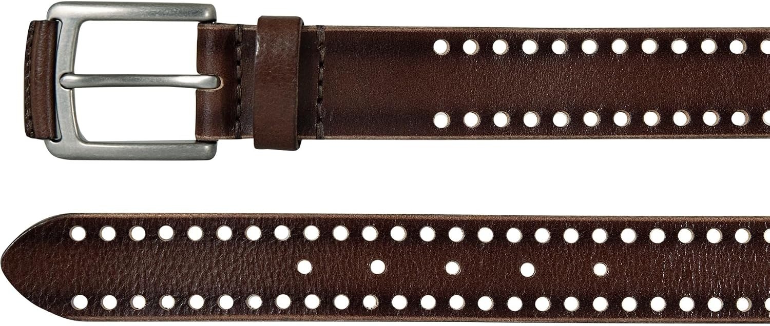 image:imageLucky Brand Mens Genuine Leather Belt Classic Casual Everyday Western American Heritage Metal BucklePerforated Brown