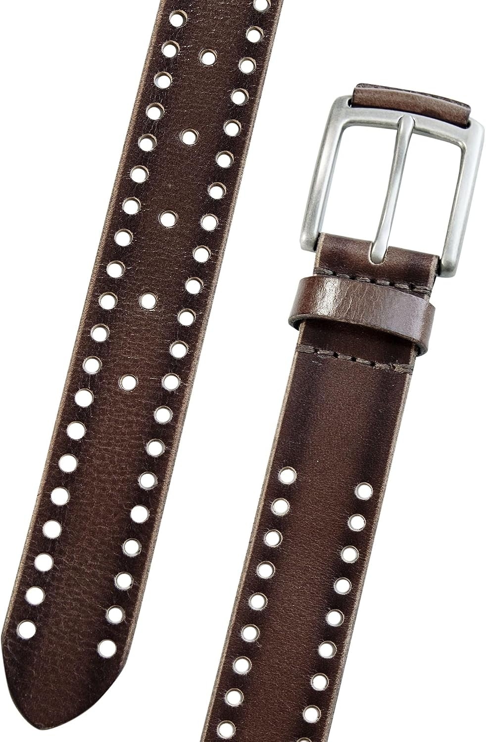 image:imageLucky Brand Mens Genuine Leather Belt Classic Casual Everyday Western American Heritage Metal BucklePerforated Brown