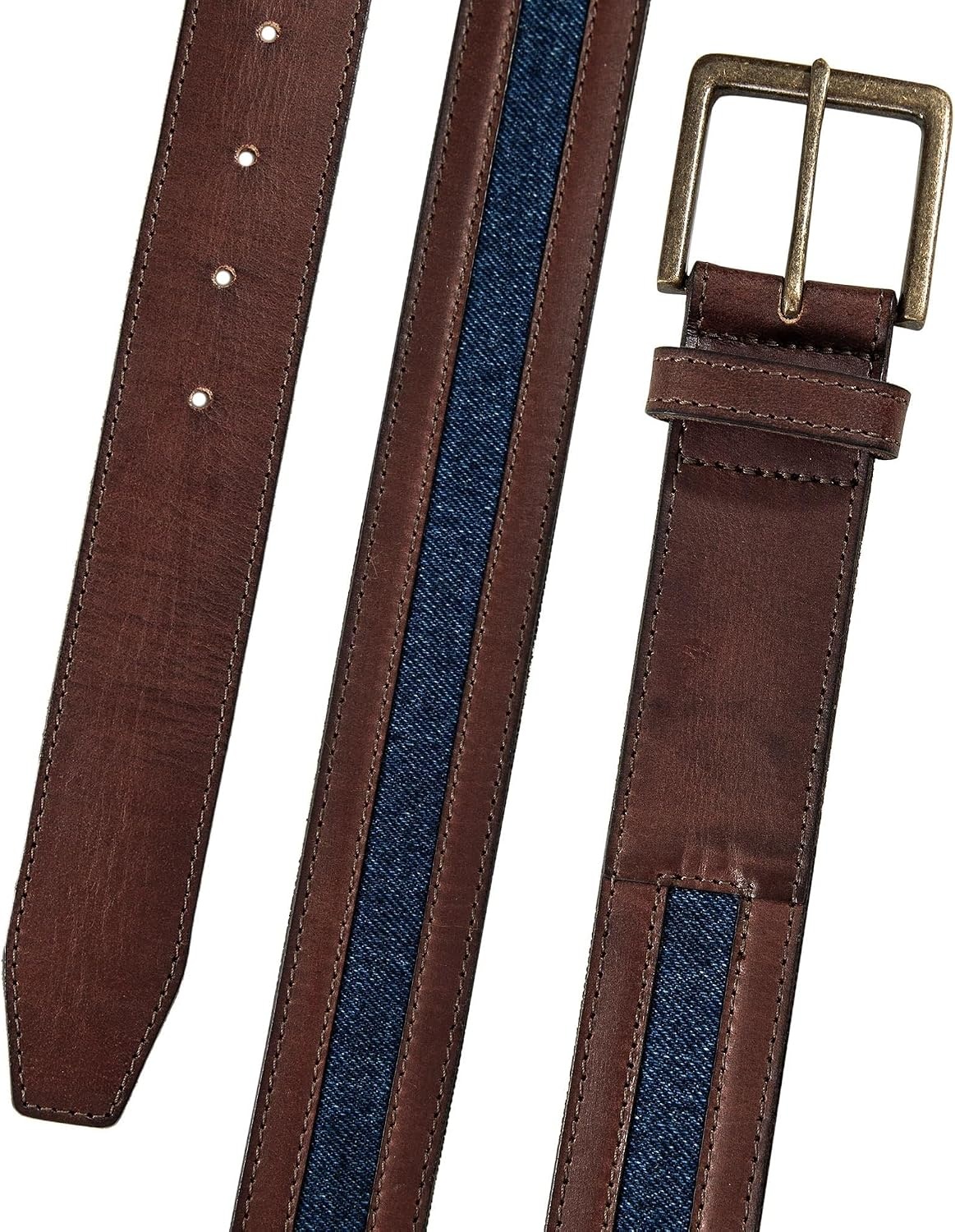 image:imageLucky Brand Mens Jeans Leather Belt Classic Casual Dress Everyday American Heritage Genuine Leather Metal BuckleDenim Inlay Brown