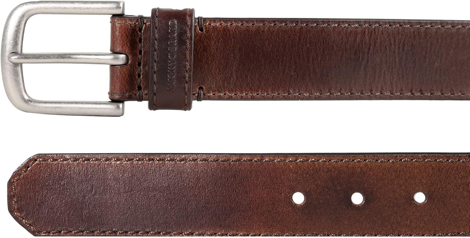 image:imageLucky Brand Mens Jeans Leather Belt Classic Casual Dress Everyday American Heritage Genuine Leather Metal BuckleDistressed Leather Brown