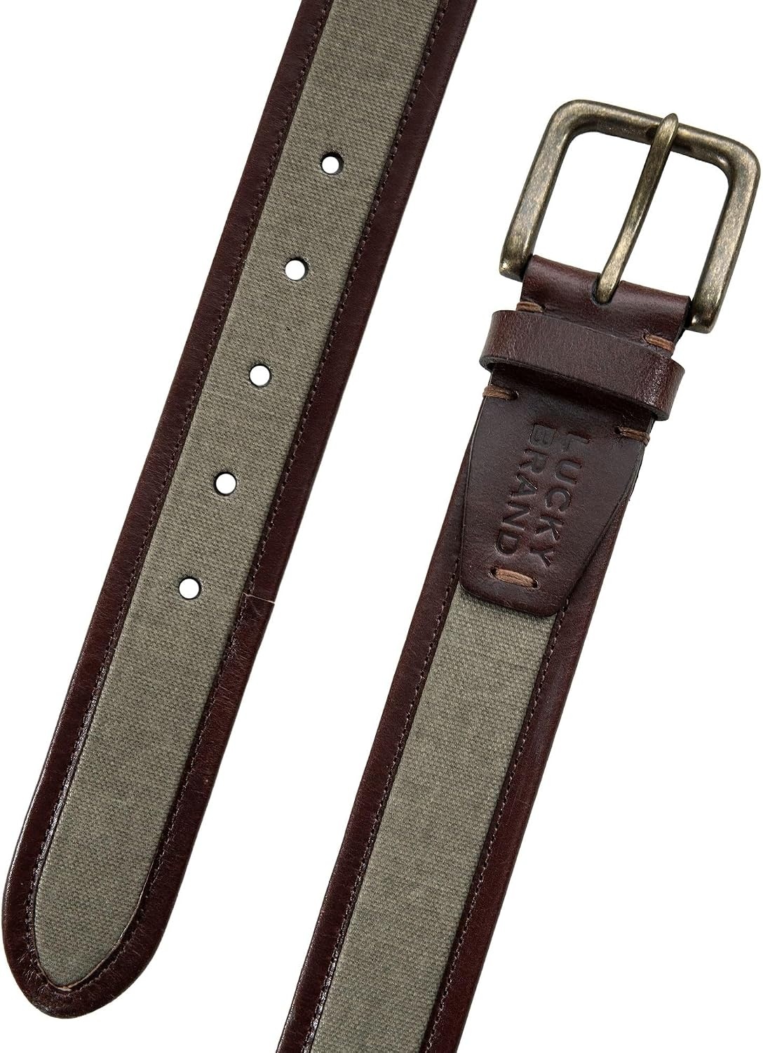 image:imageLucky Brand Mens Jeans Leather Belt Classic Casual Dress Everyday American Heritage Genuine Leather Metal BuckleLeather Canvas Khaki