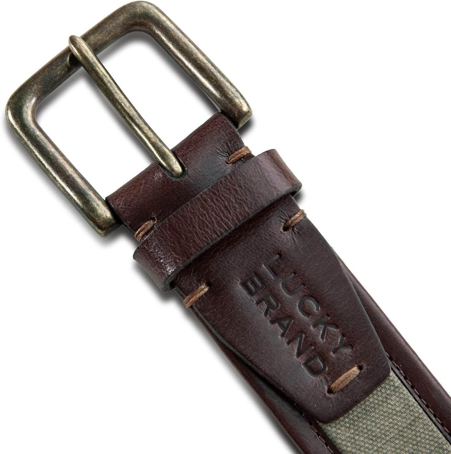 image:imageLucky Brand Mens Jeans Leather Belt Classic Casual Dress Everyday American Heritage Genuine Leather Metal BuckleLeather Canvas Khaki