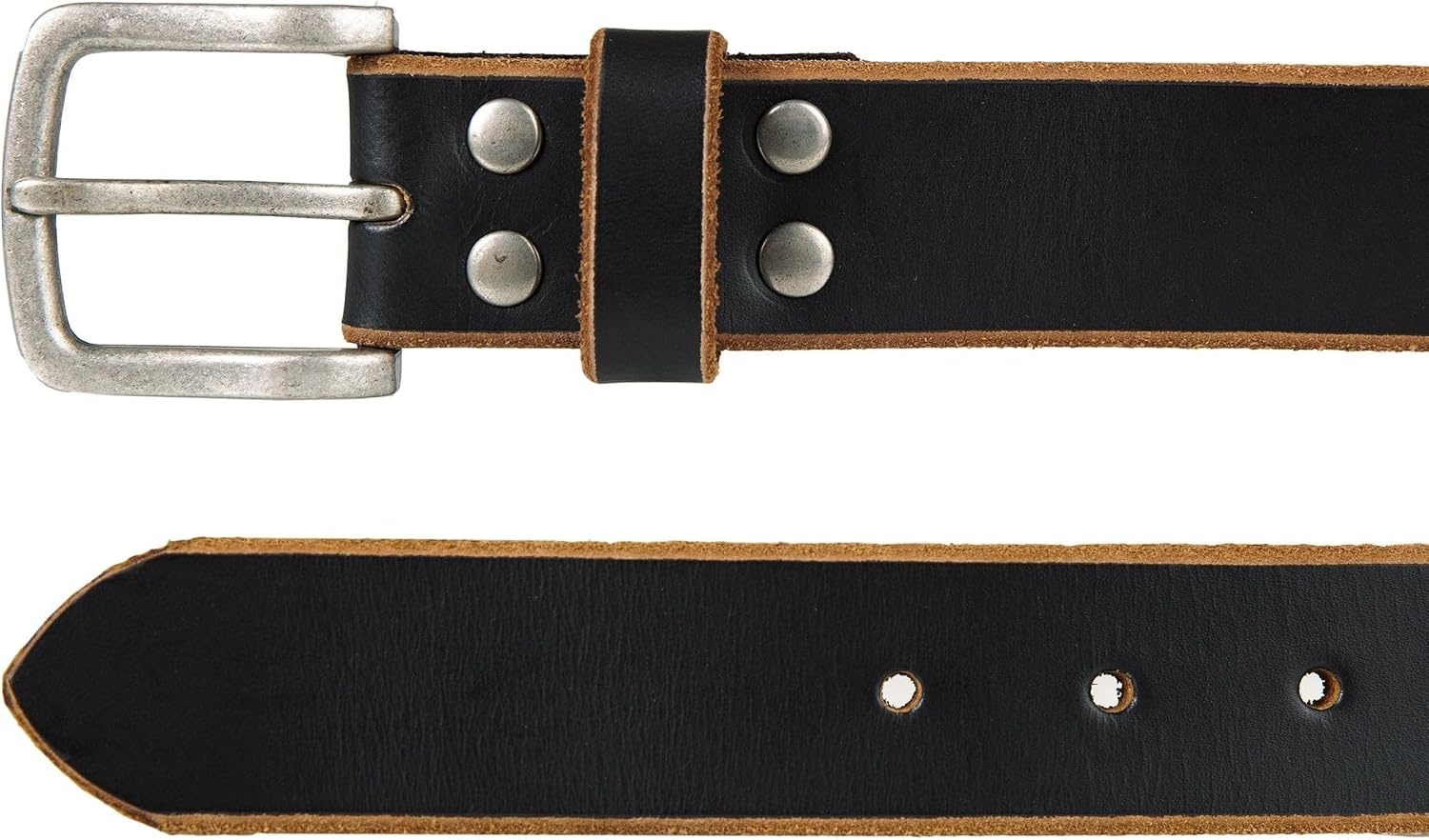 image:imageLucky Brand Mens Jeans Leather Belt Classic Casual Dress Everyday American Heritage Genuine Leather Metal BuckleRaw Edge Black