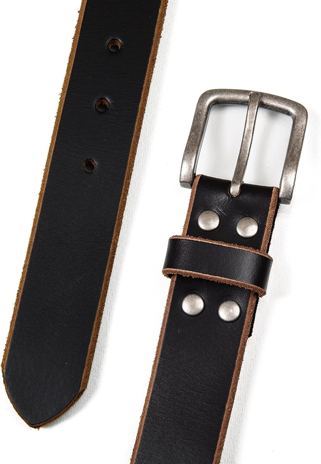 image:imageLucky Brand Mens Jeans Leather Belt Classic Casual Dress Everyday American Heritage Genuine Leather Metal BuckleRaw Edge Black