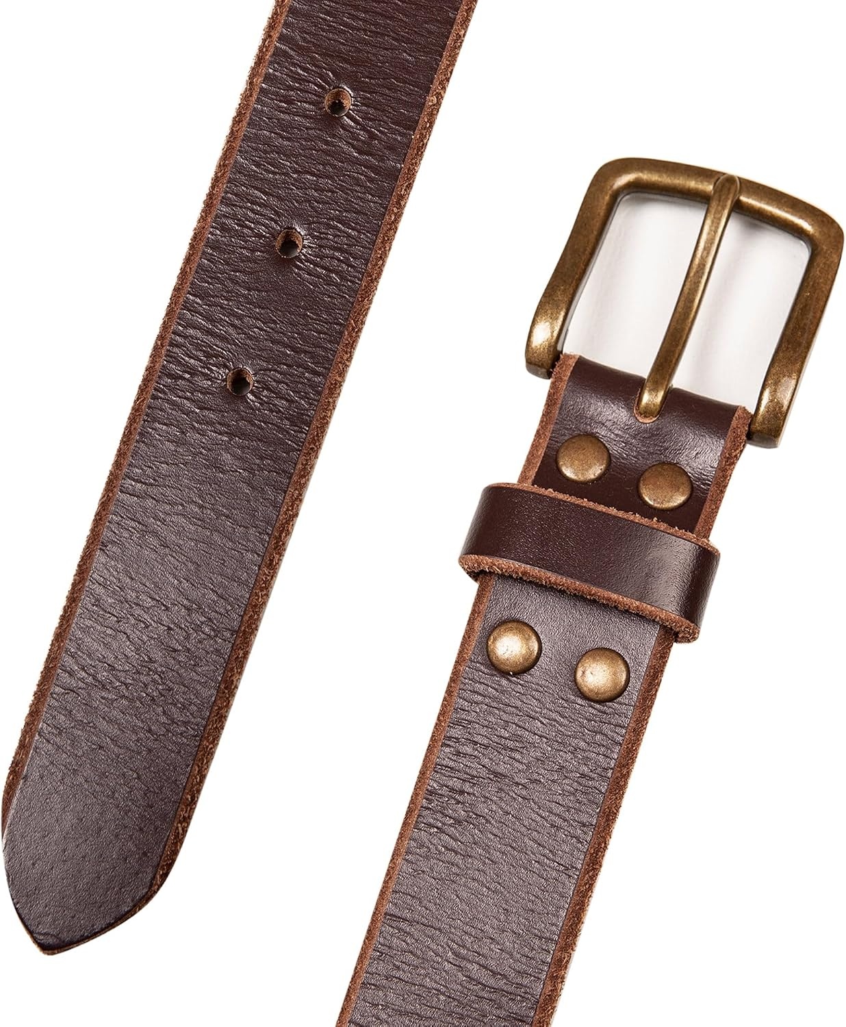 image:imageLucky Brand Mens Jeans Leather Belt Classic Casual Dress Everyday American Heritage Genuine Leather Metal BuckleRaw Edge Brown